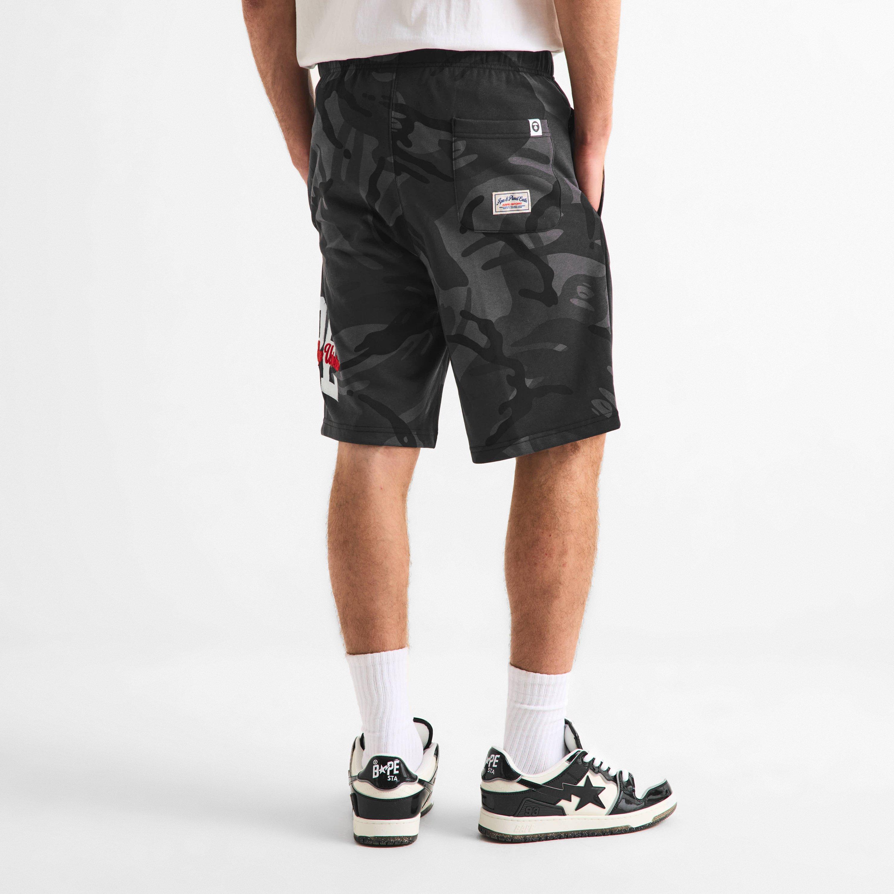 Kraťasy AAPE Black Camo 5714888 Men's Fleece Jogger Shorts - 4