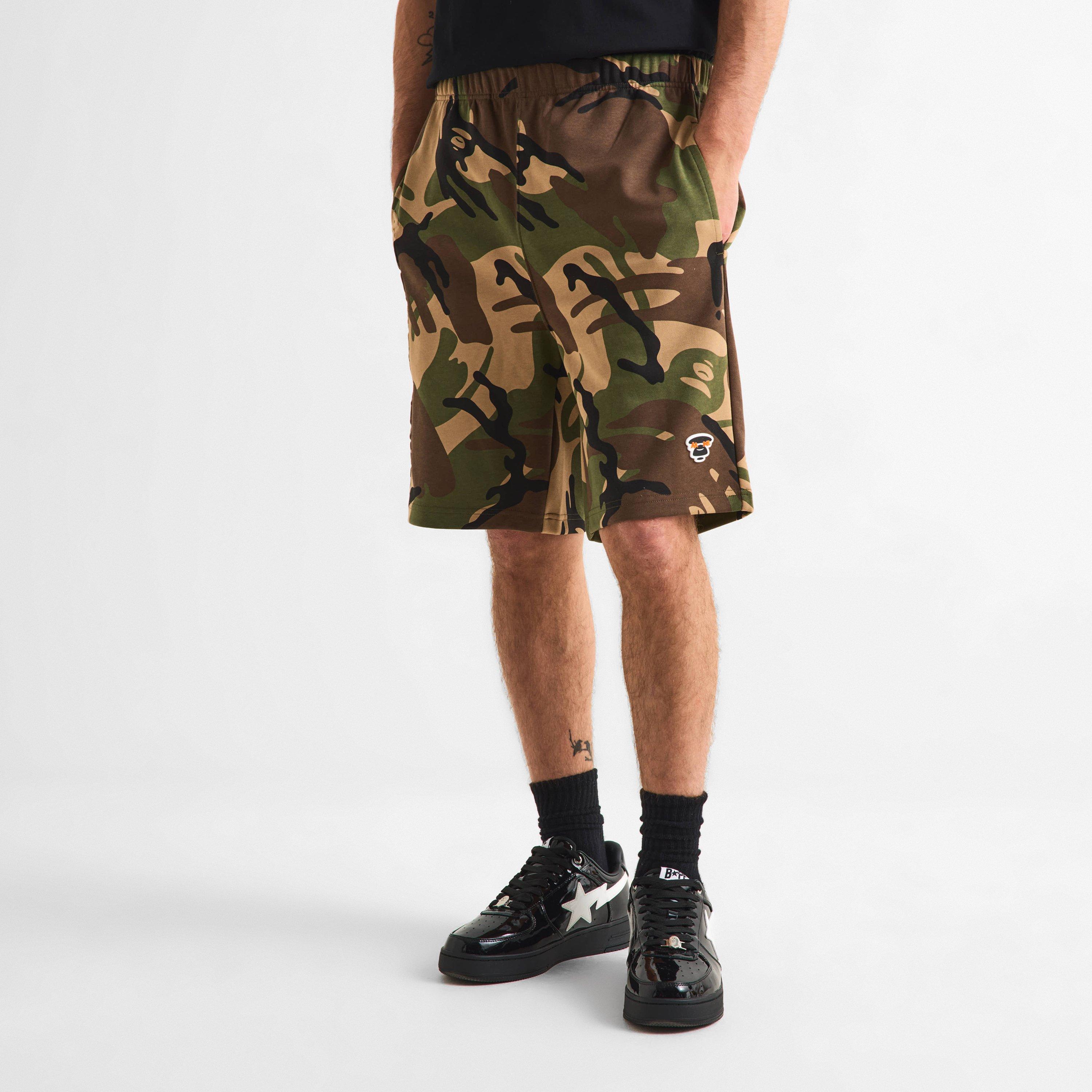 Kraťasy AAPE Green Camo 8151994 Men's Fleece Jogger Shorts - 3