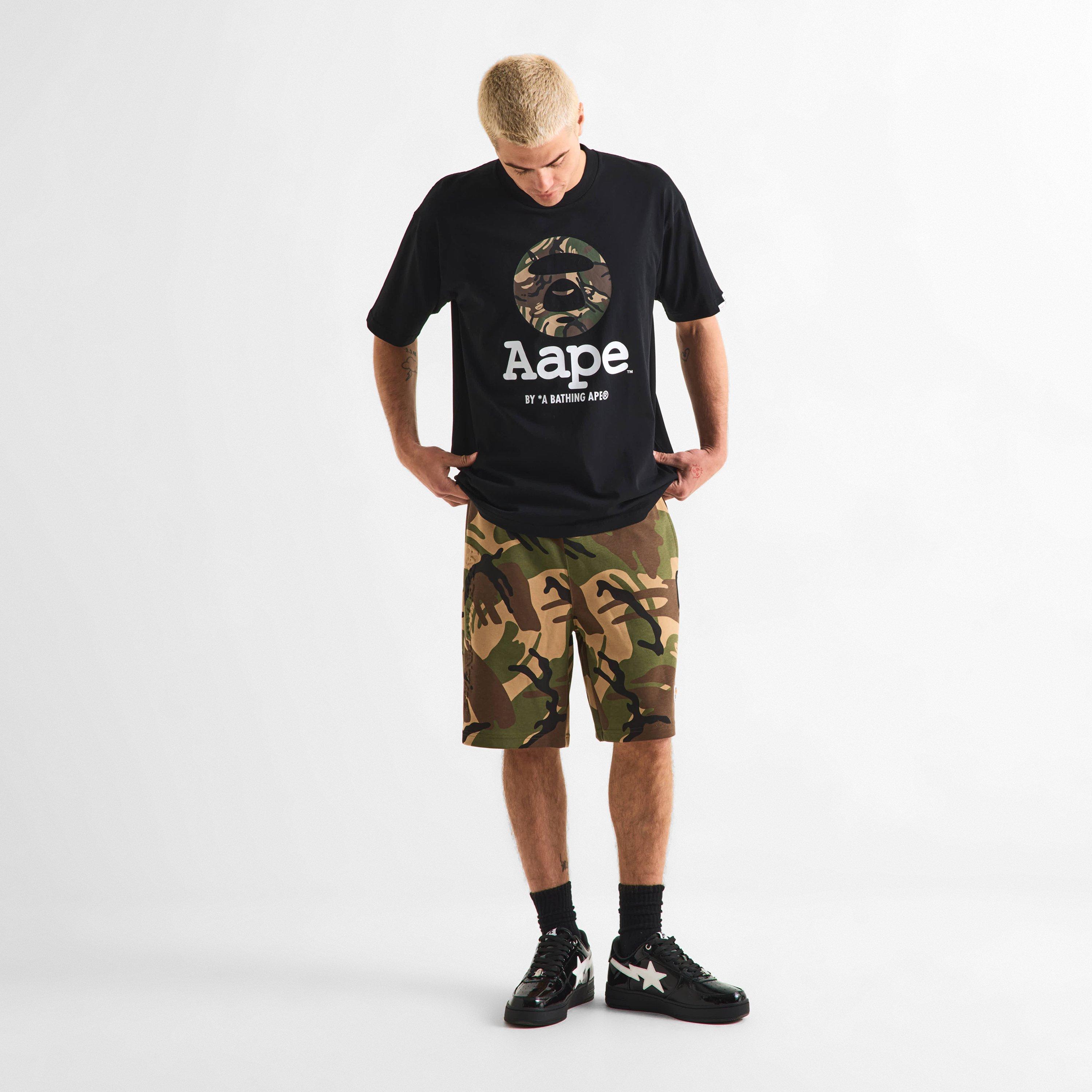 Kraťasy AAPE Green Camo 8151994 Men's Fleece Jogger Shorts - 6