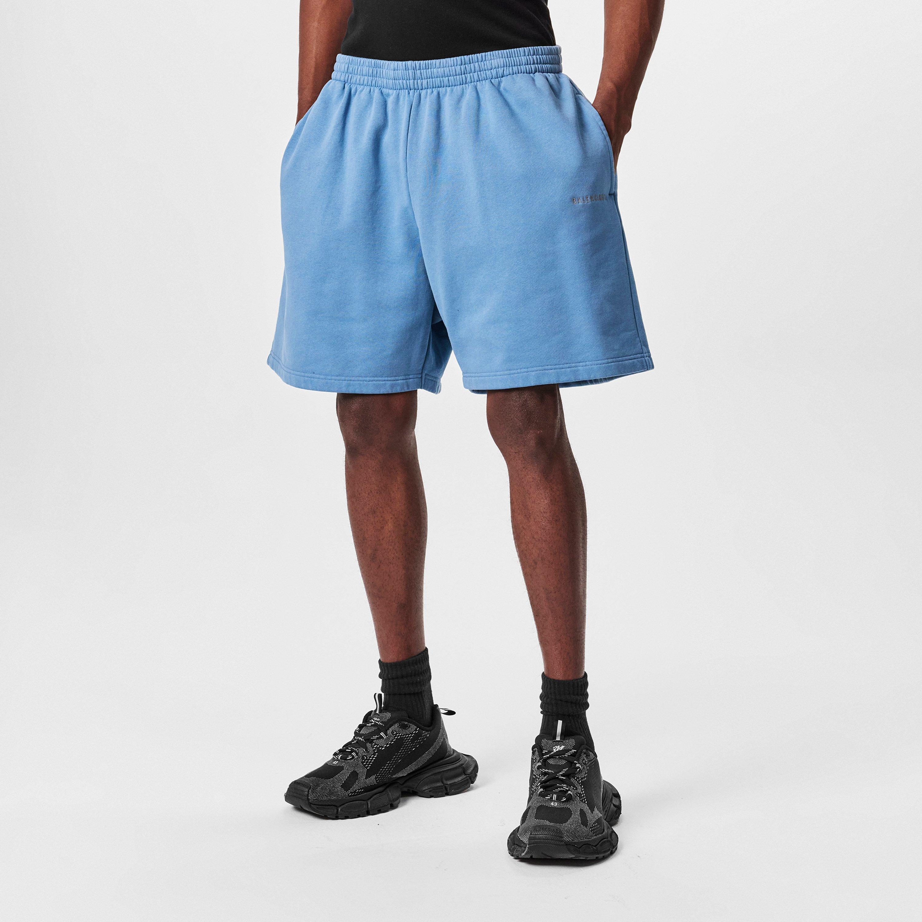 Kraťasy Balenciaga Grey Blue 3291424 Men's Plush Fleece Jogger Shorts - 3