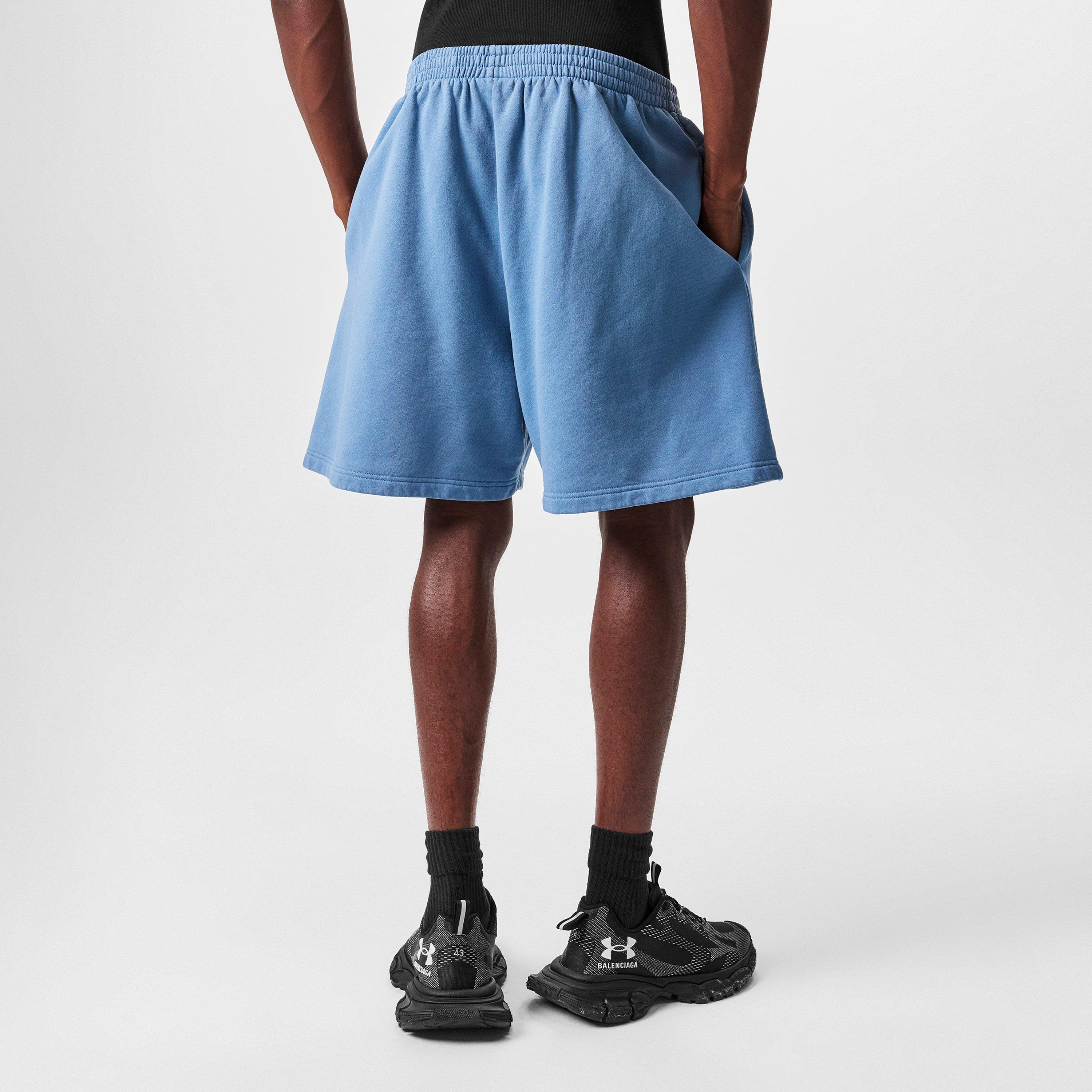 Kraťasy Balenciaga Grey Blue 3291424 Men's Plush Fleece Jogger Shorts - 4