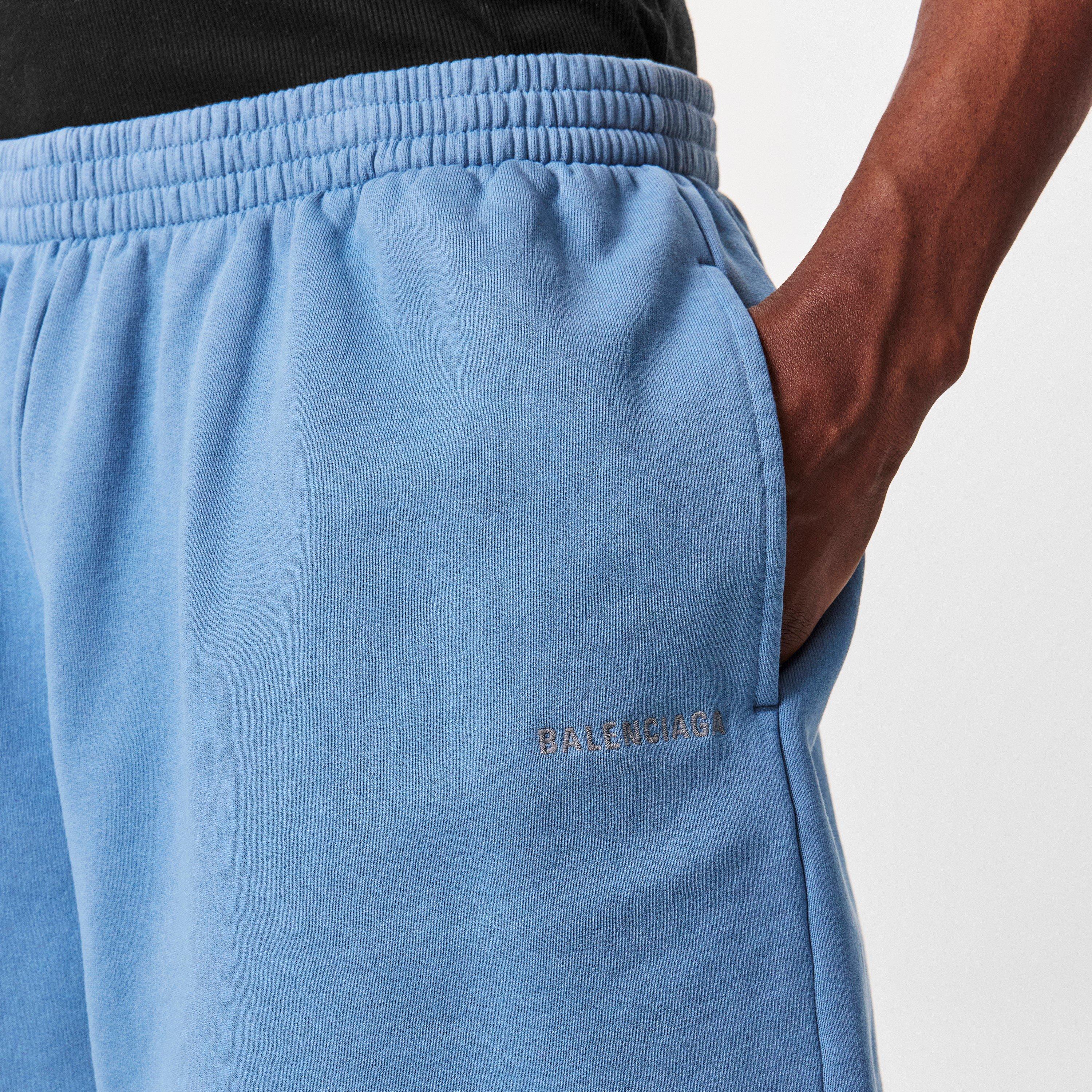 Kraťasy Balenciaga Grey Blue 3291424 Men's Plush Fleece Jogger Shorts - 5