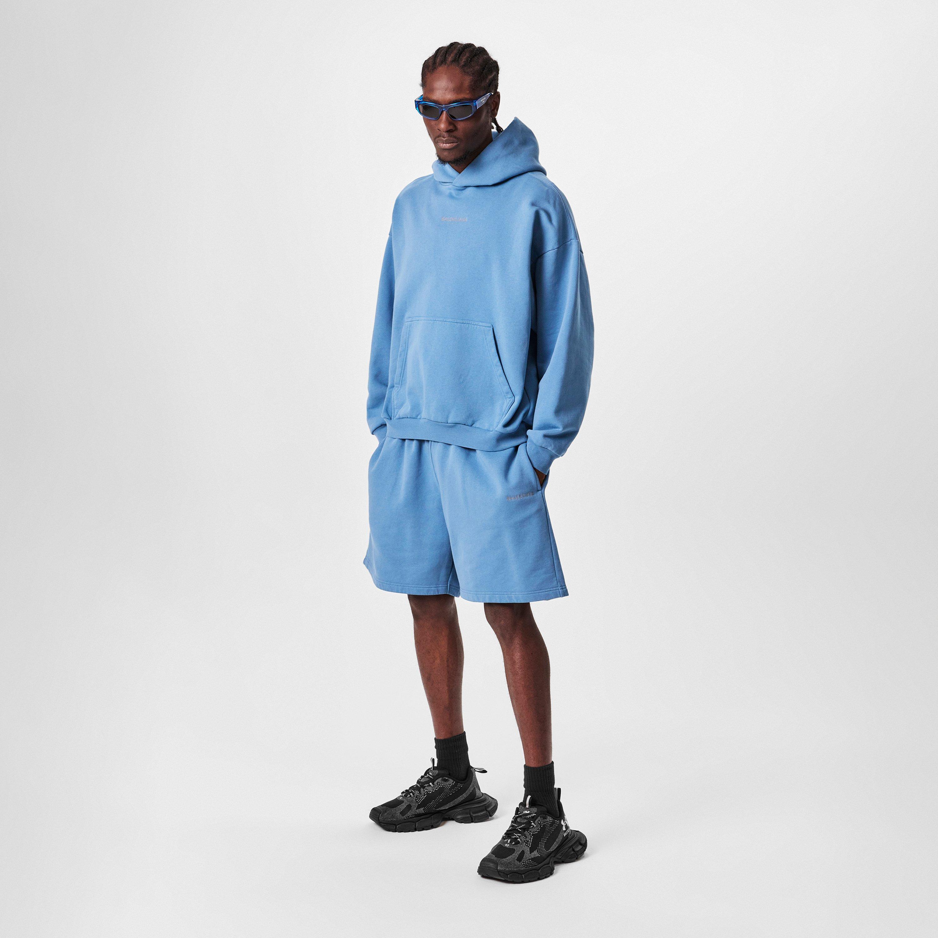 Kraťasy Balenciaga Grey Blue 3291424 Men's Plush Fleece Jogger Shorts - 6