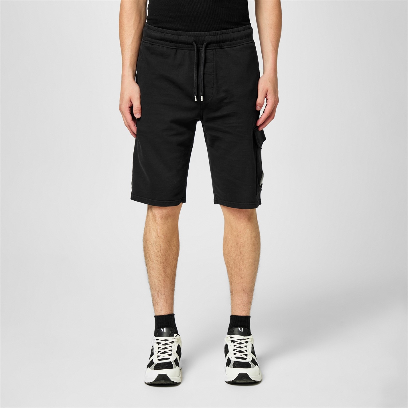 Kraťasy CP COMPANY Black 999 8791800 Men's Micro Lens Fleece Jogger Shorts - 3