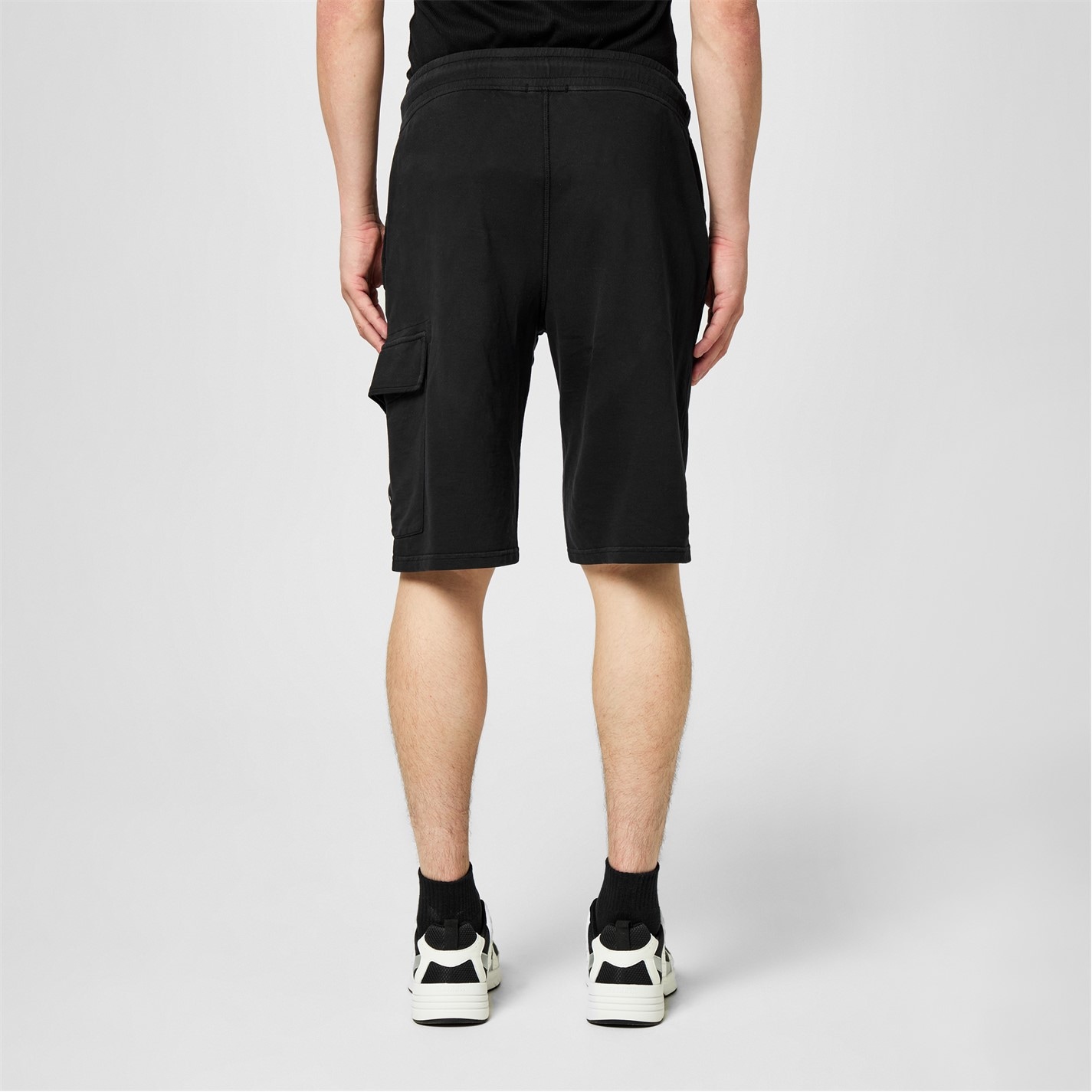 Kraťasy CP COMPANY Black 999 8791800 Men's Micro Lens Fleece Jogger Shorts - 4