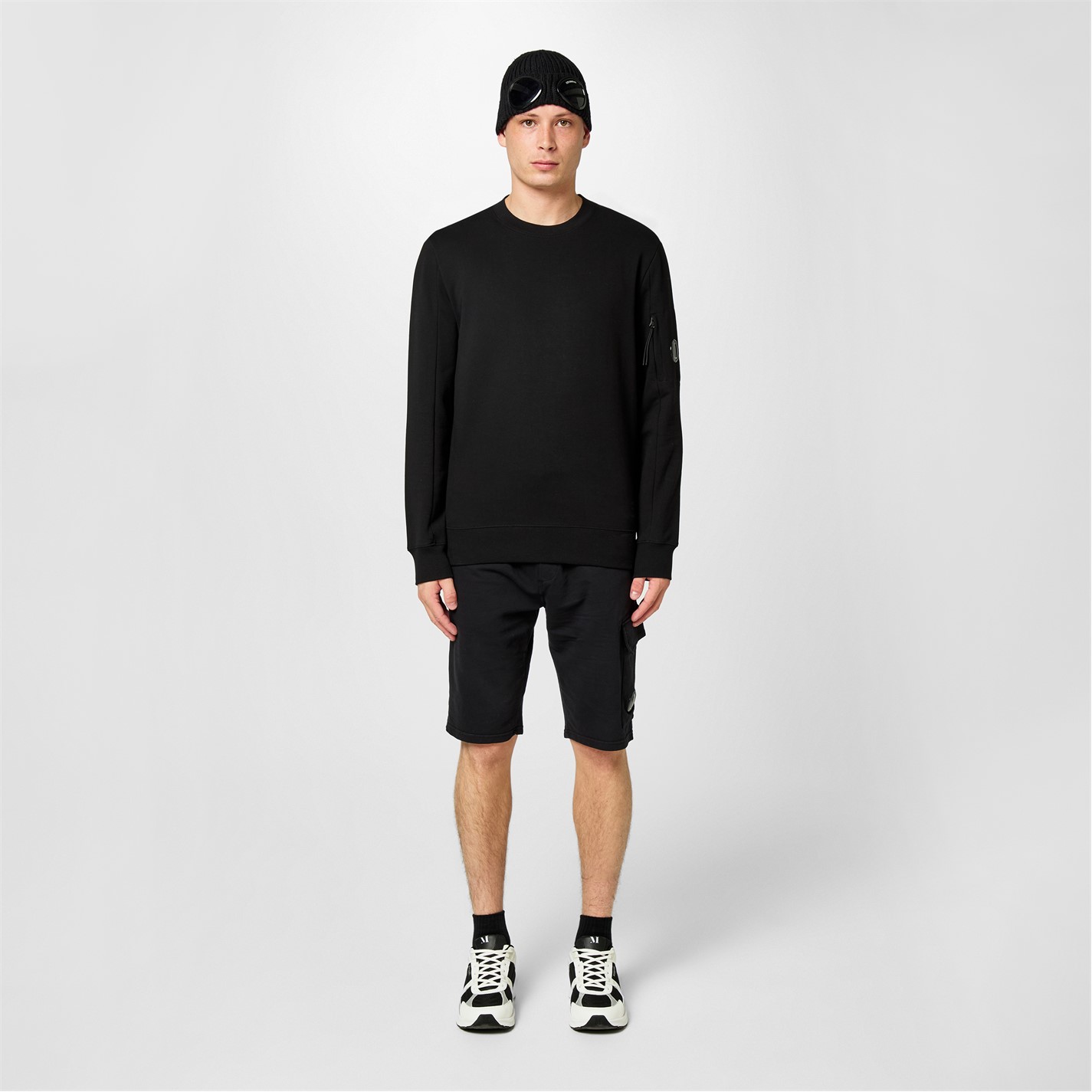 Kraťasy CP COMPANY Black 999 8791800 Men's Micro Lens Fleece Jogger Shorts - 6