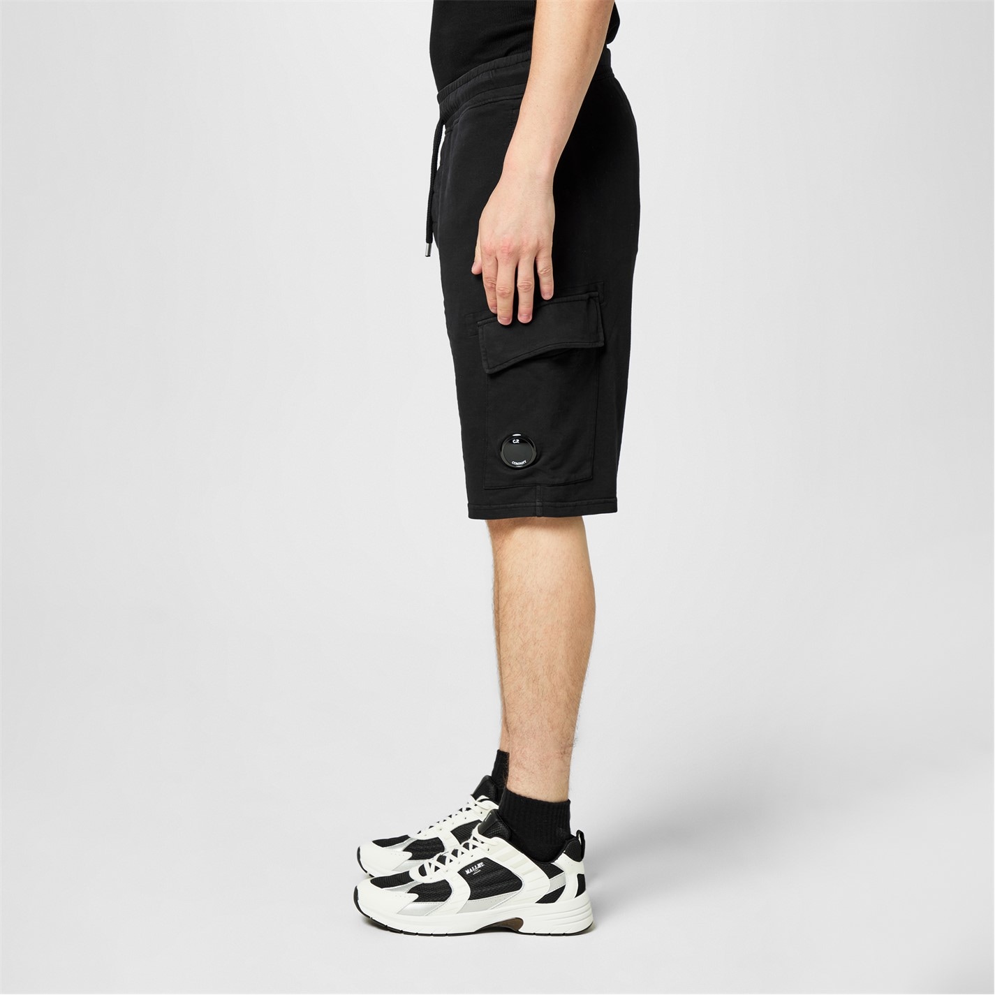 Kraťasy CP COMPANY Black 999 8791800 Men's Micro Lens Fleece Jogger Shorts - 7