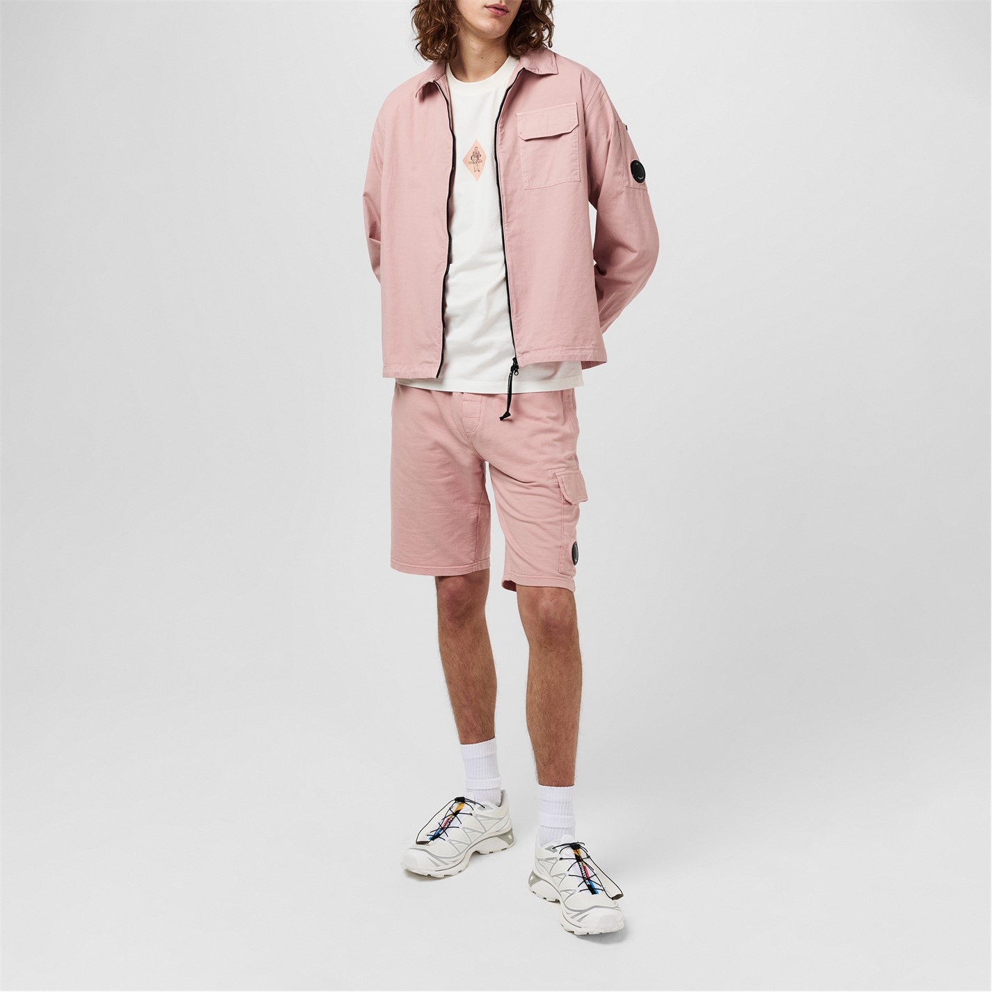 Kraťasy CP COMPANY Misty Rose 520 8400197 Men's Micro Lens Fleece Jogger Shorts - 5