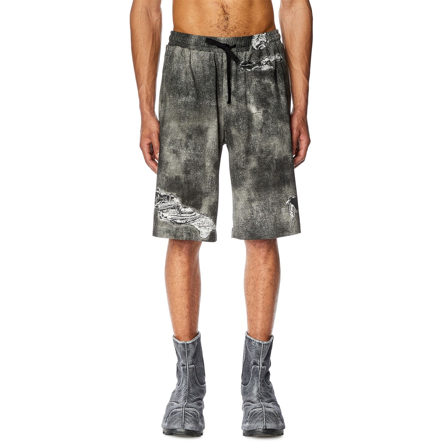Kraťasy Diesel Black 7633954 Men's Fleece Jogger Shorts - 1