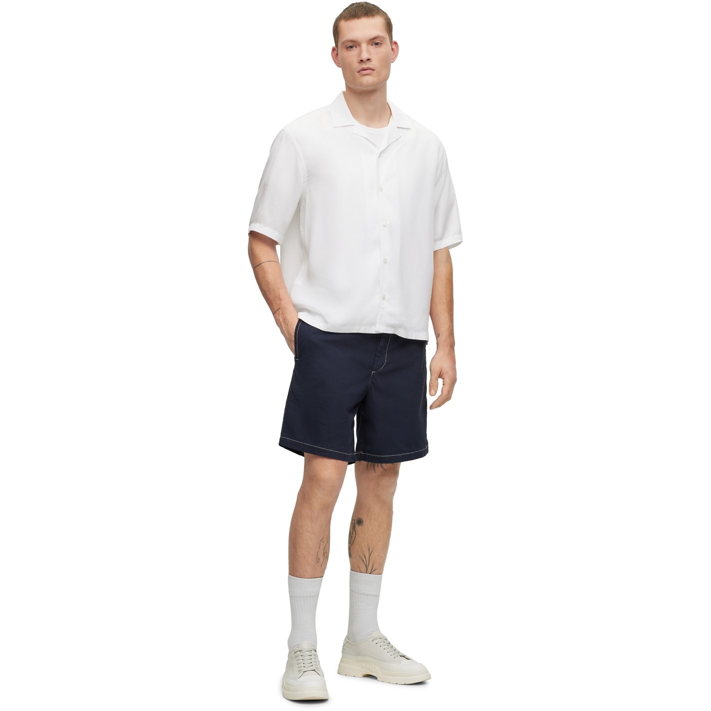 Kraťasy Boss Dark Blue 6679952 Men's Karlos-Ds Jersey Fabric Shorts - 5