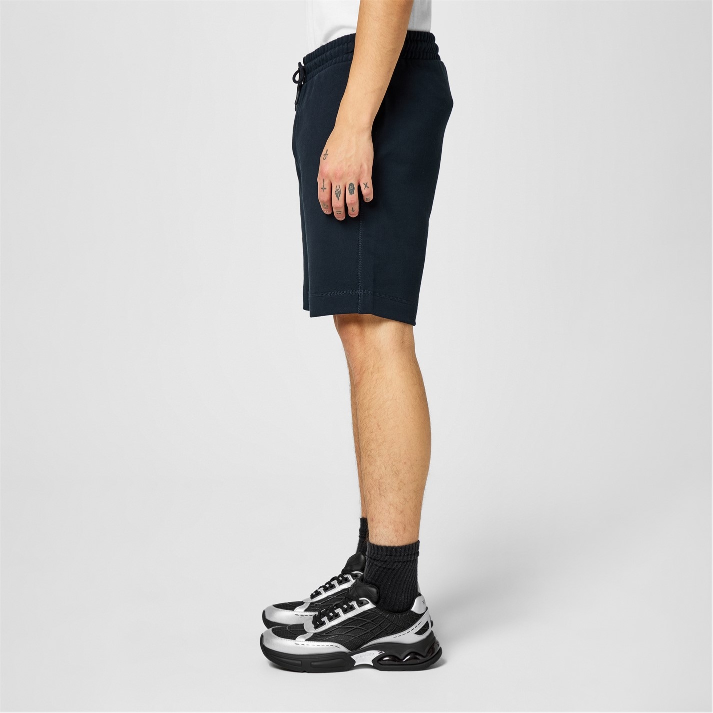 Kraťasy Boss Navy 404 5940163 Mens BOSS ORANGE Mid-Length Elasticated Drawstring Fleece Shorts - 2