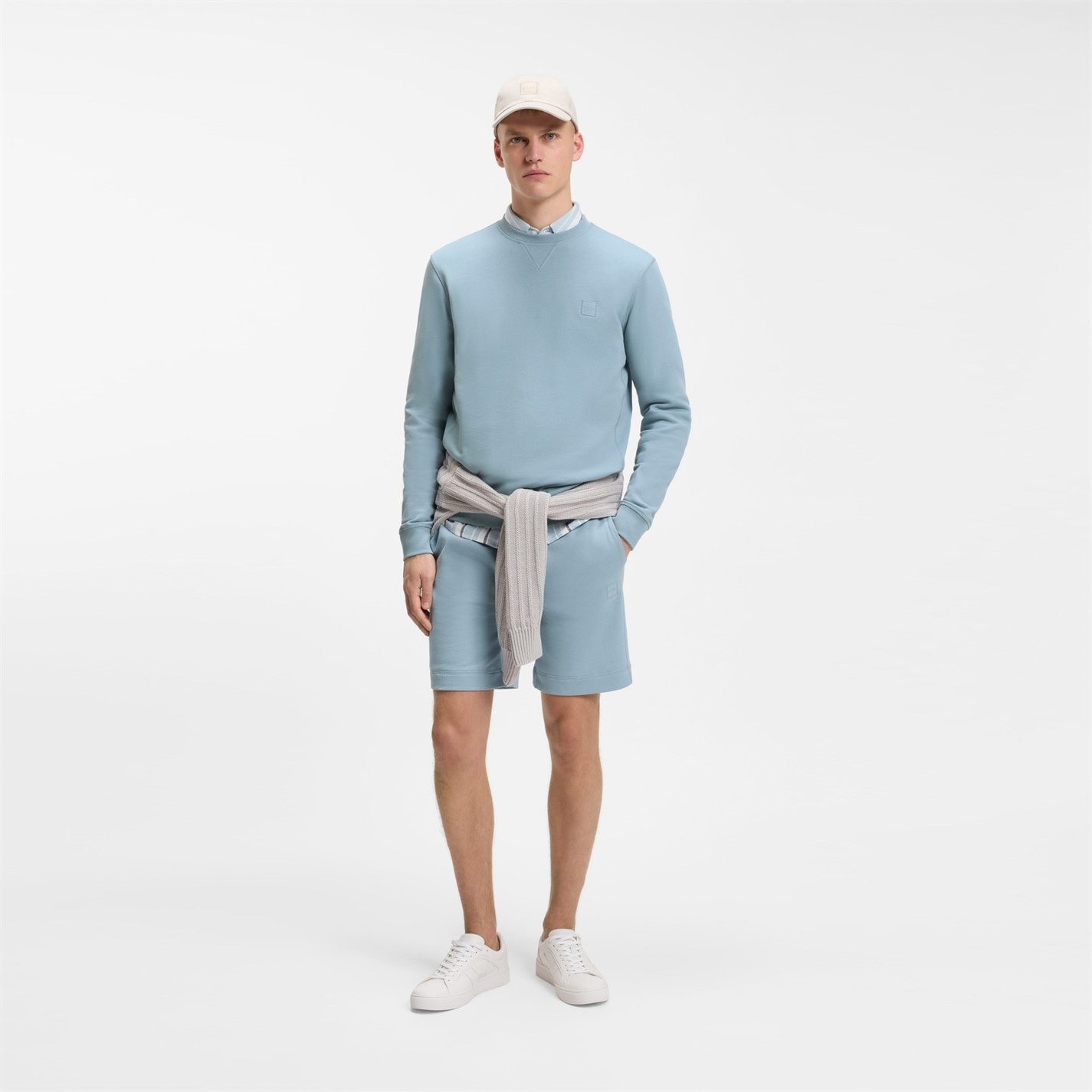 Kraťasy Boss Blue 458 502240 Mens BOSS ORANGE Mid-Length Elasticated Drawstring Fleece Shorts - 6