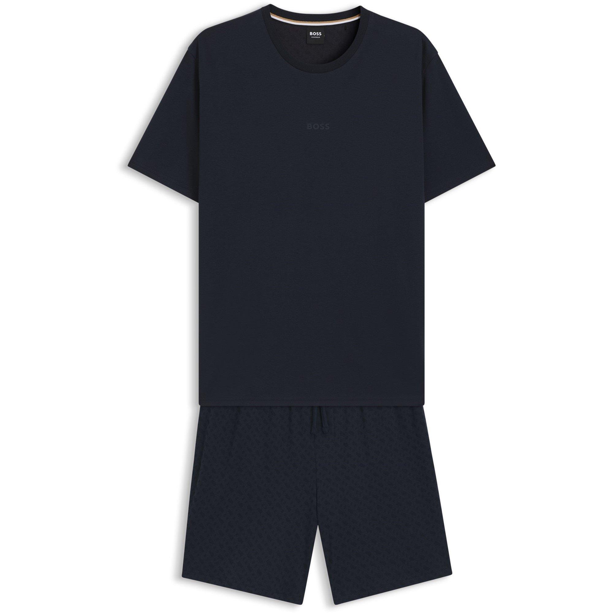 Kraťasy Boss Dark Blue 406 649358 Mens BOSS Bodywear Relax Short Set - 2