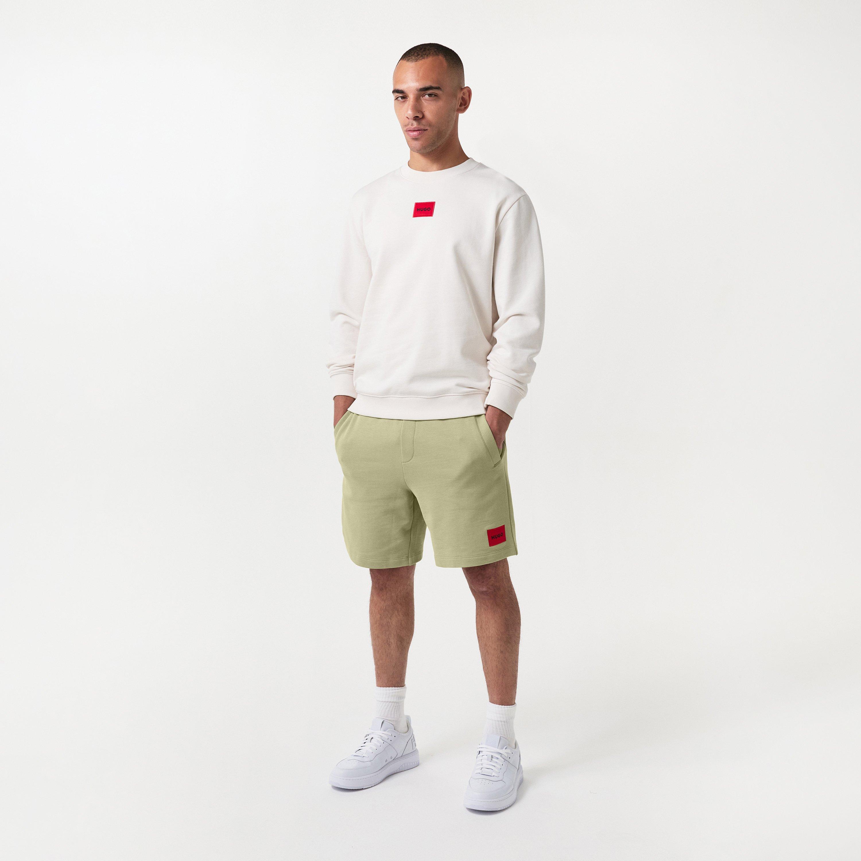 Kraťasy Hugo Open Green 391 7485136 Mens HUGO Jogger Fleece Shorts with Logo Detail - Soft Cotton-Blend Jersey - 6