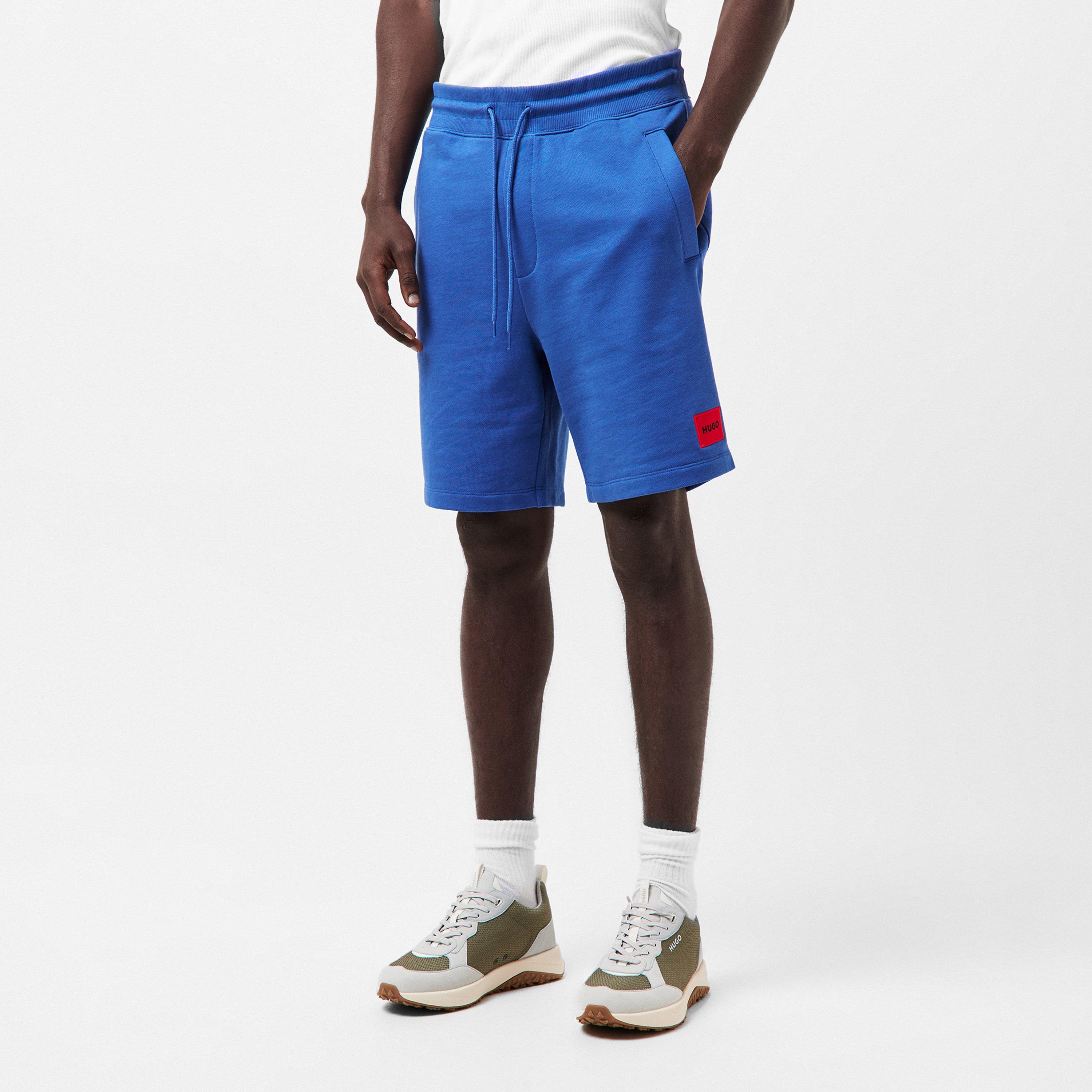 Kraťasy Hugo Blue 422 2066588 Mens HUGO Jogger Fleece Shorts with Logo Detail - Soft Cotton-Blend Jersey - 3