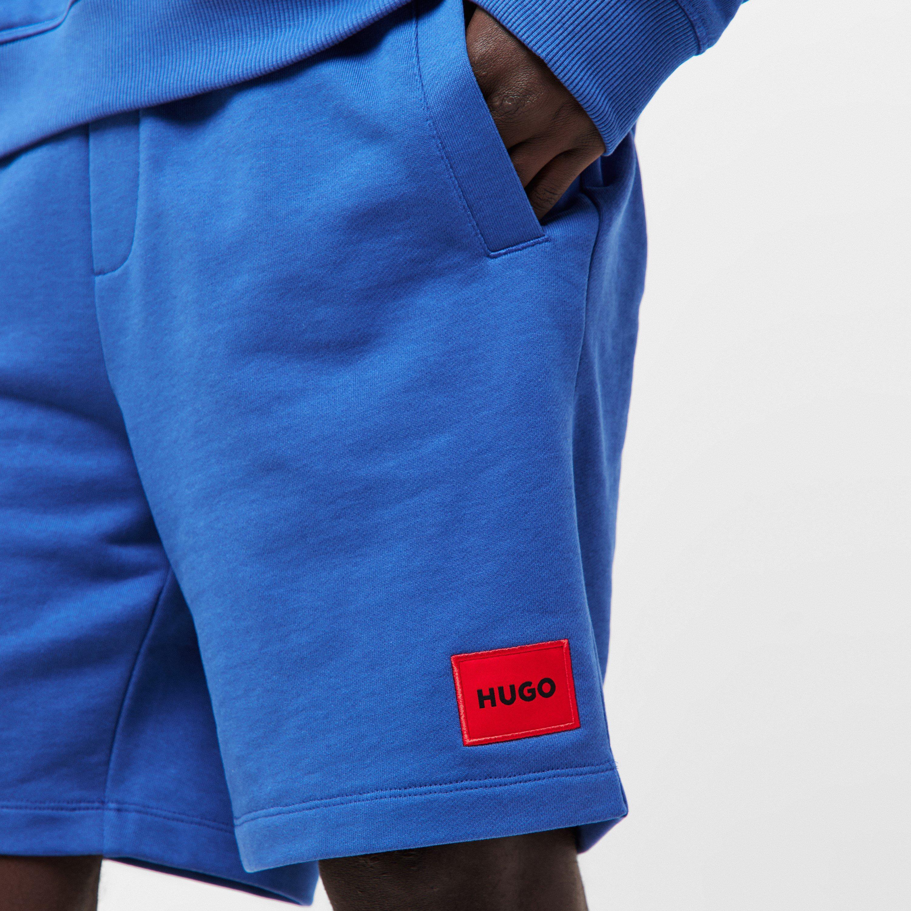 Kraťasy Hugo Blue 422 2066588 Mens HUGO Jogger Fleece Shorts with Logo Detail - Soft Cotton-Blend Jersey - 5