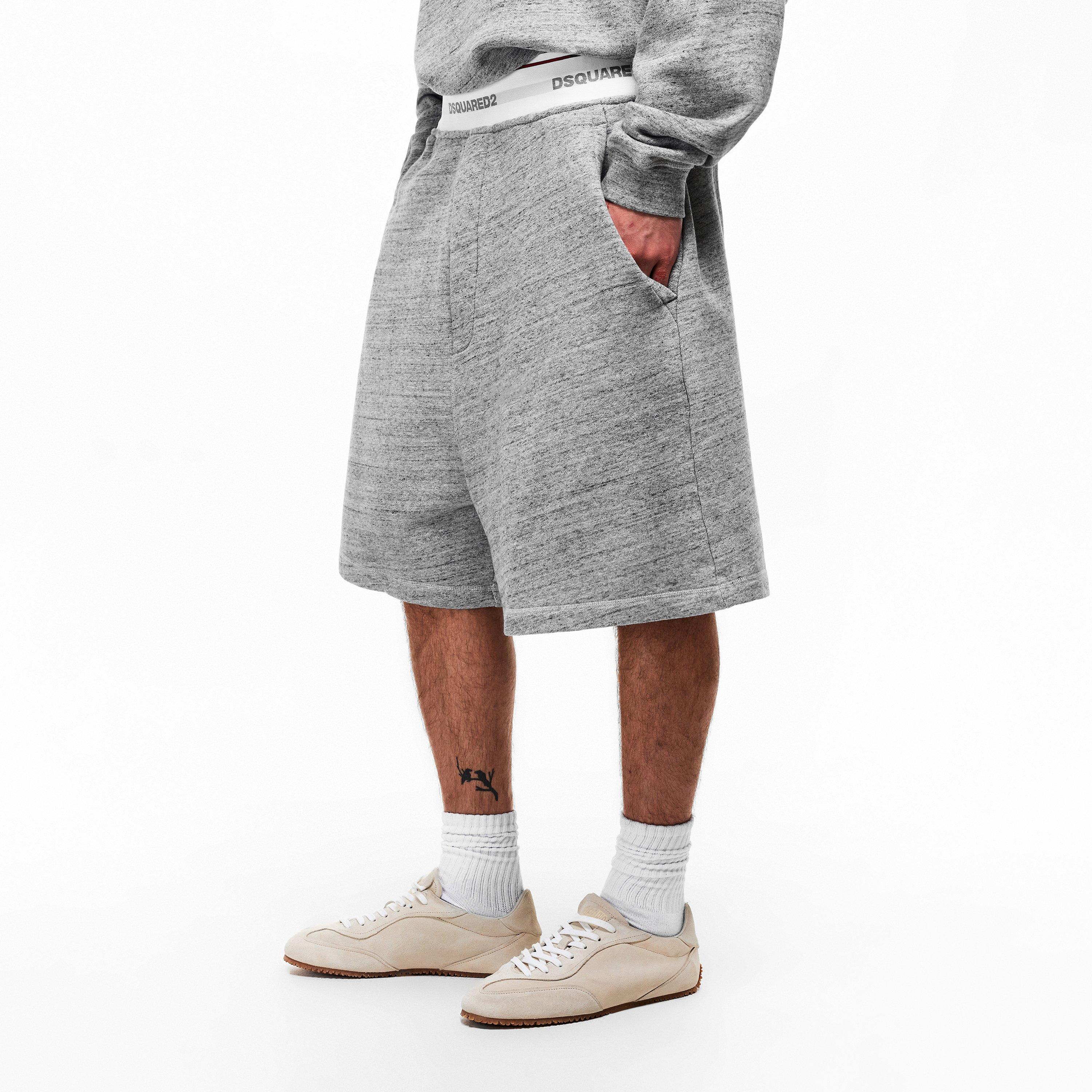 Kraťasy DSquared2 Grey Melange 5590499 Men's Fleece Jogger Shorts - 3