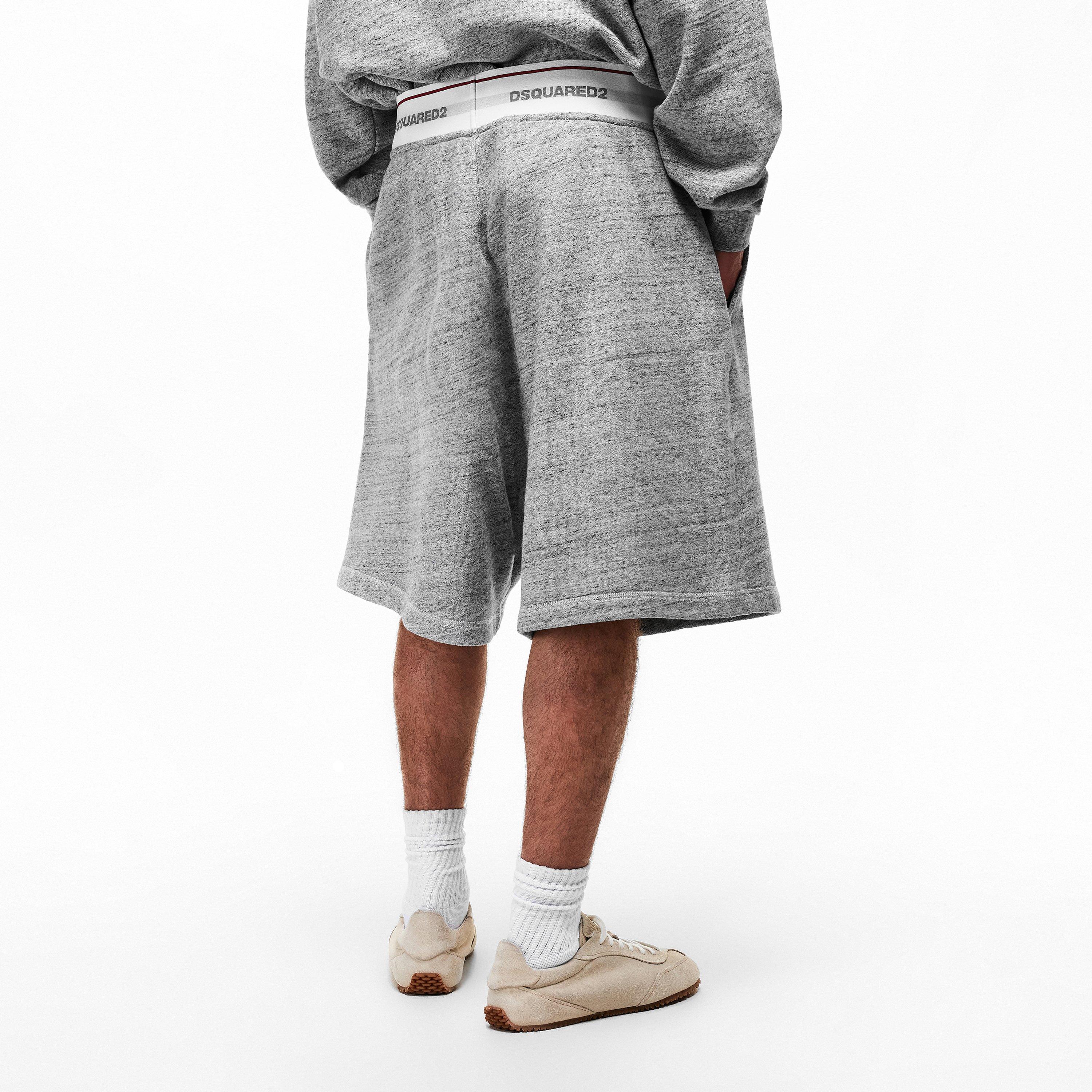 Kraťasy DSquared2 Grey Melange 5590499 Men's Fleece Jogger Shorts - 4