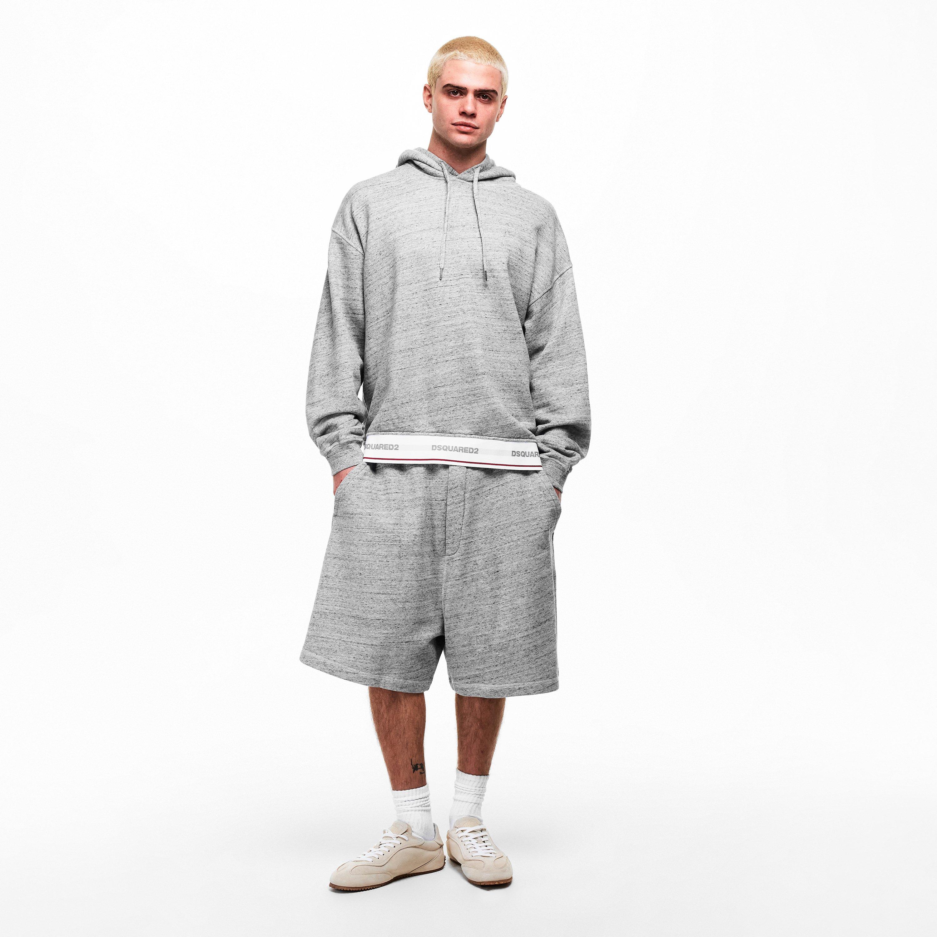 Kraťasy DSquared2 Grey Melange 5590499 Men's Fleece Jogger Shorts - 6