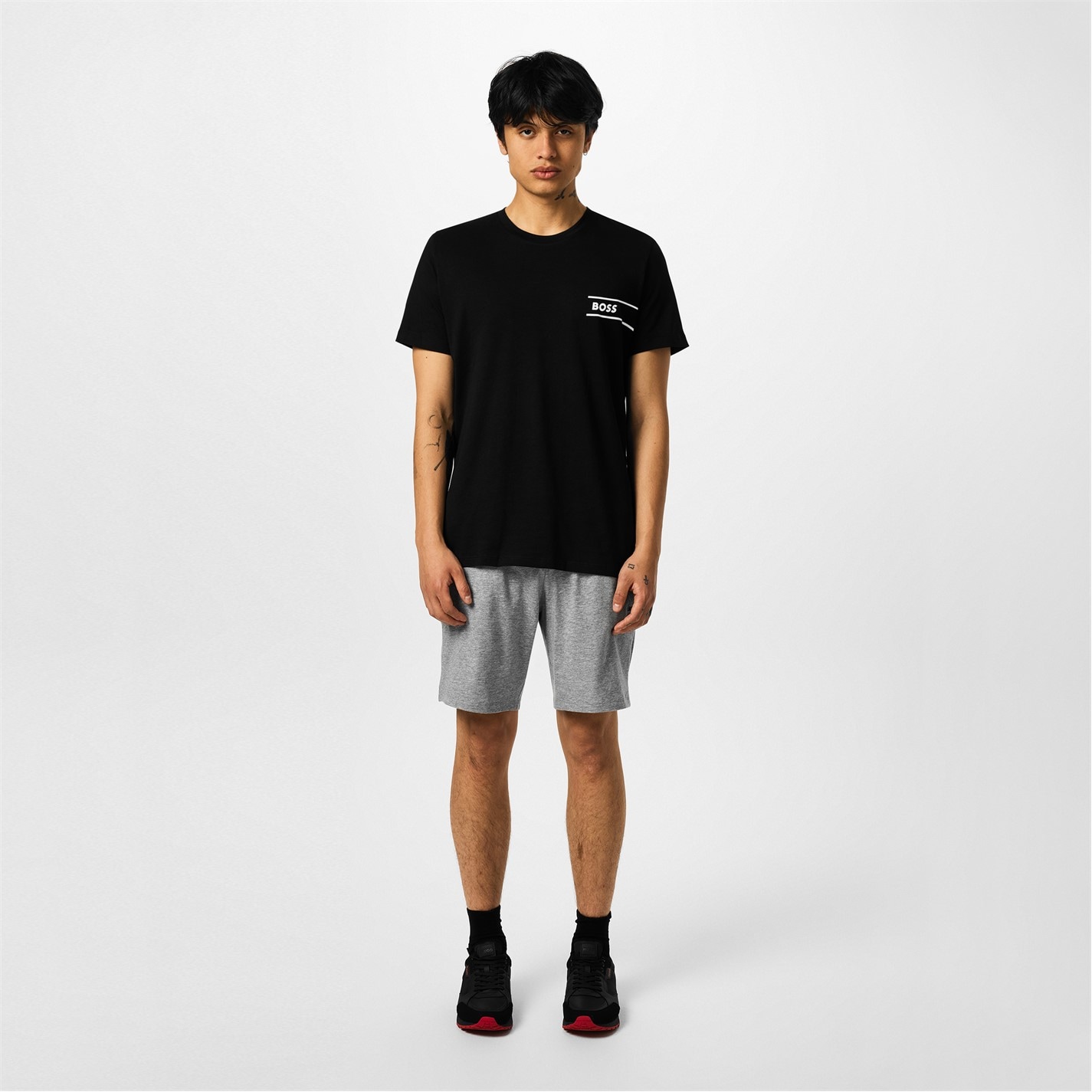 Kraťasy Boss Medium Grey 033 9669349 Mens BOSS Bodywear Drawstring Shorts with Logo Detail (Mix & Match) - 4
