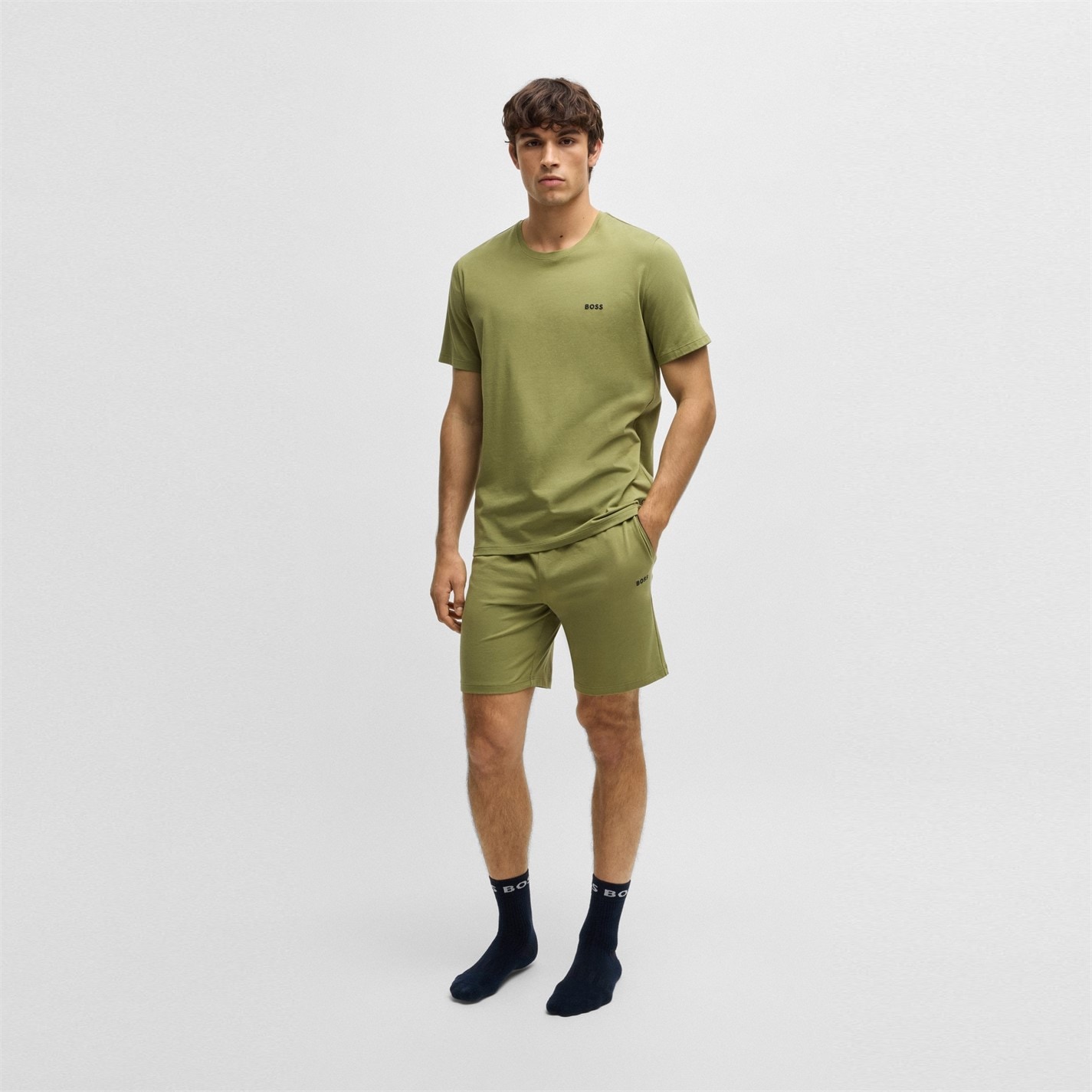 Kraťasy Boss Med Green 311 5919812 Mens BOSS Bodywear Drawstring Shorts with Logo Detail (Mix & Match) - 3