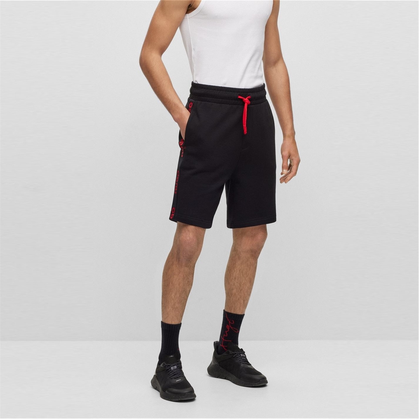 Kraťasy Hugo Black 3413260 Mens HUGO Bodywear Sporty Logo Shorts with Logo Tape Detail - 3