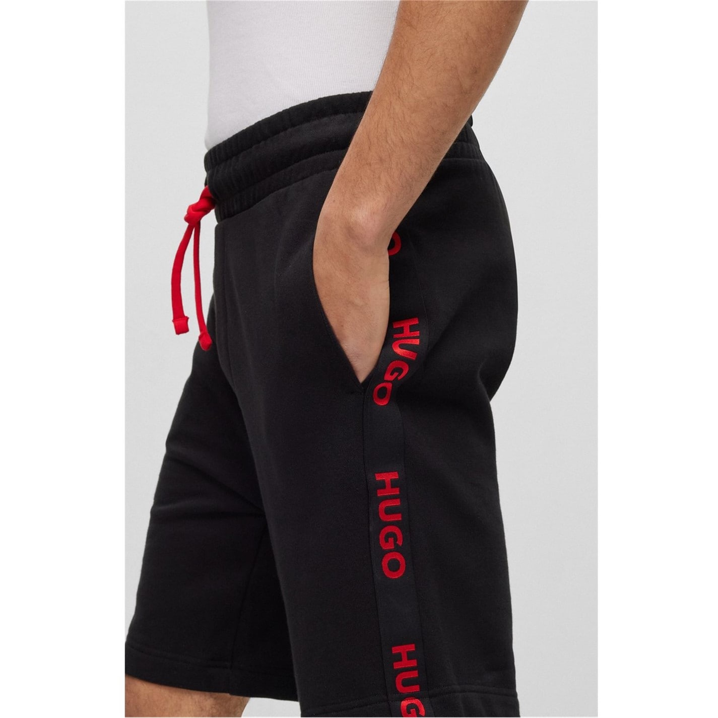 Kraťasy Hugo Black 3413260 Mens HUGO Bodywear Sporty Logo Shorts with Logo Tape Detail - 5