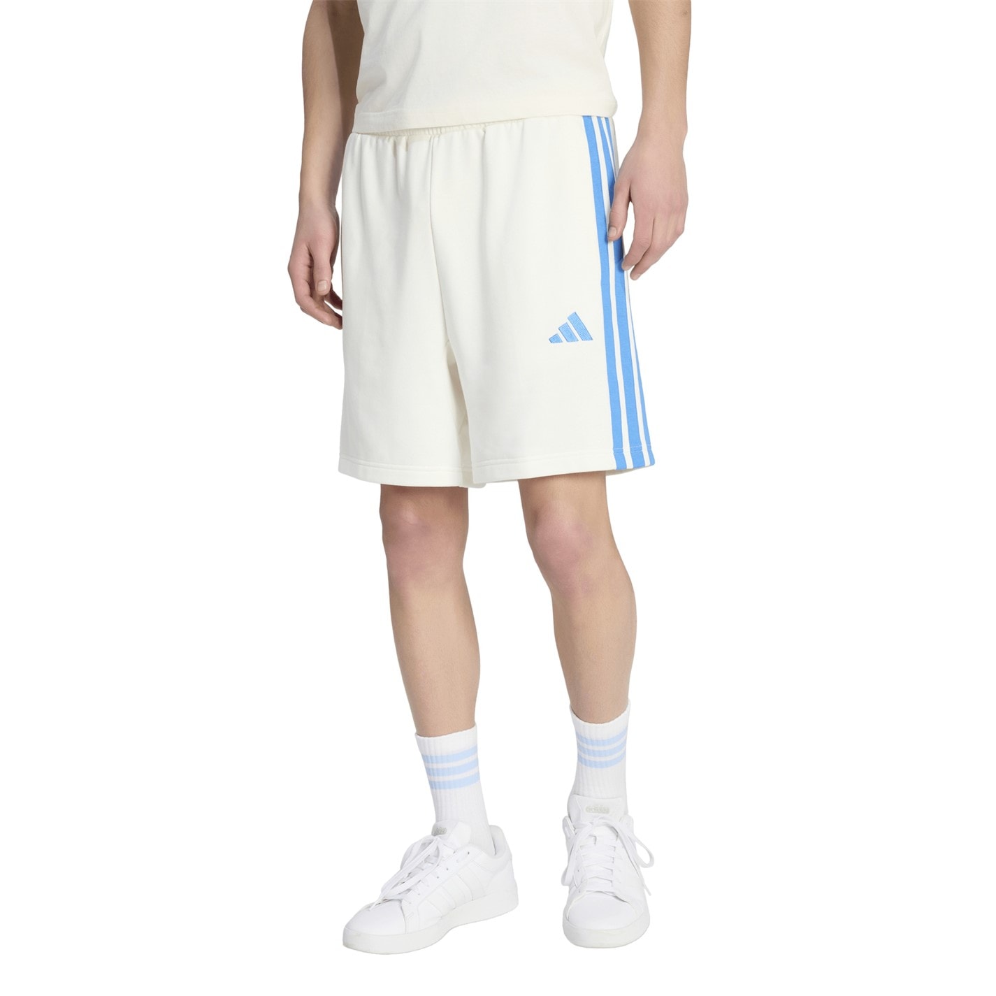 Kraťasy adidas White 4016676 Essentials 3 Stripe Fleece Shorts Mens - 2