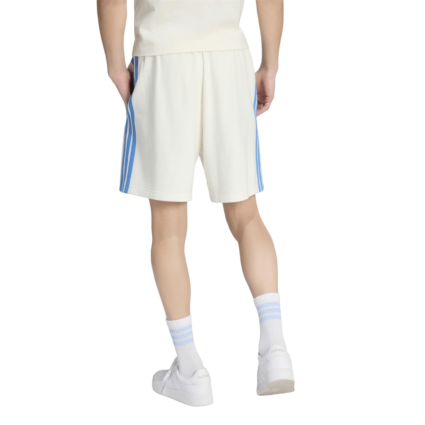 Kraťasy adidas White 4016676 Essentials 3 Stripe Fleece Shorts Mens - 3