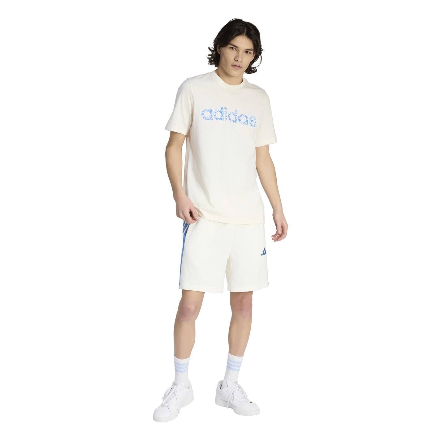 Kraťasy adidas White 4016676 Essentials 3 Stripe Fleece Shorts Mens - 6