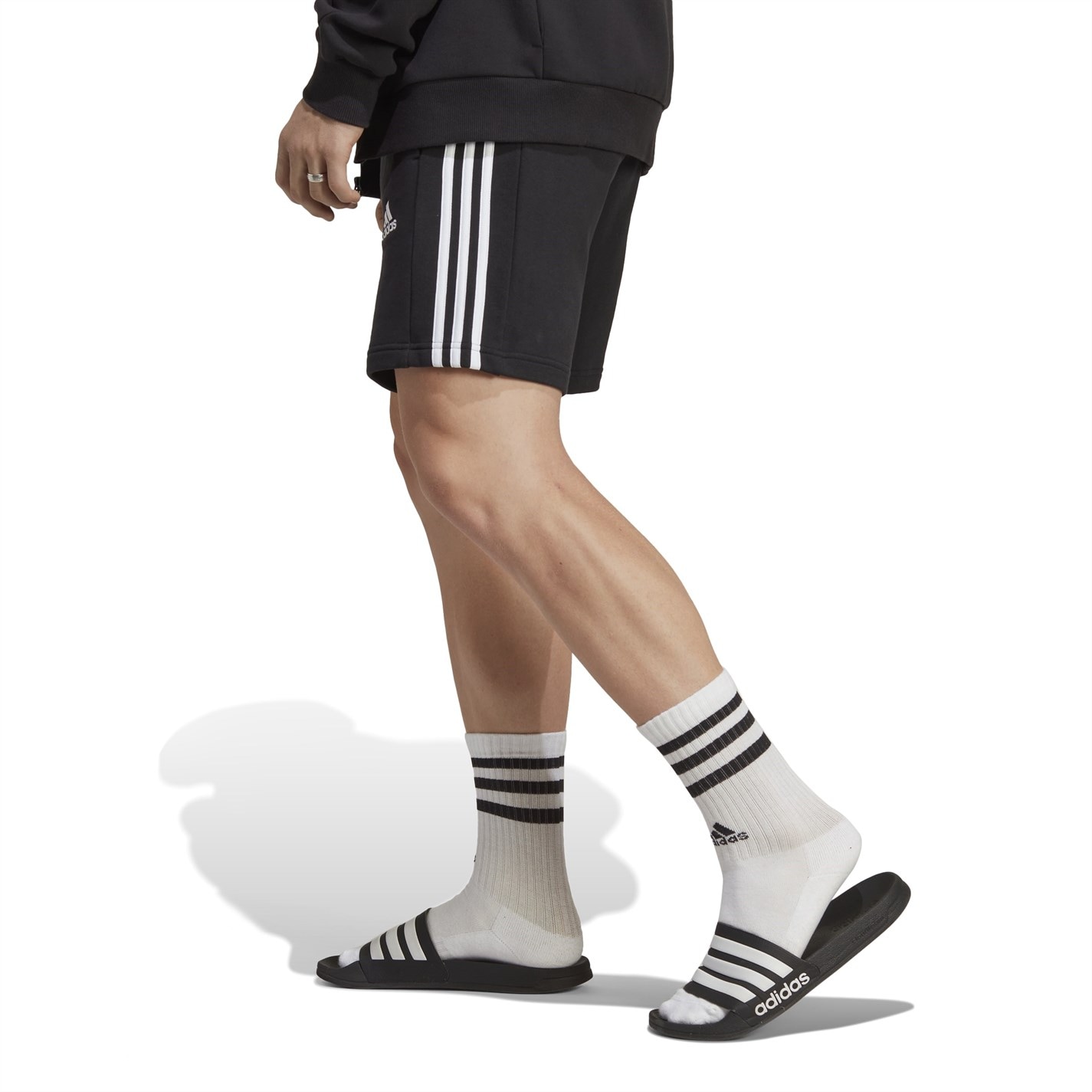Kraťasy adidas Black 8268099 Essentials 3 Stripe Fleece Shorts Mens - 5