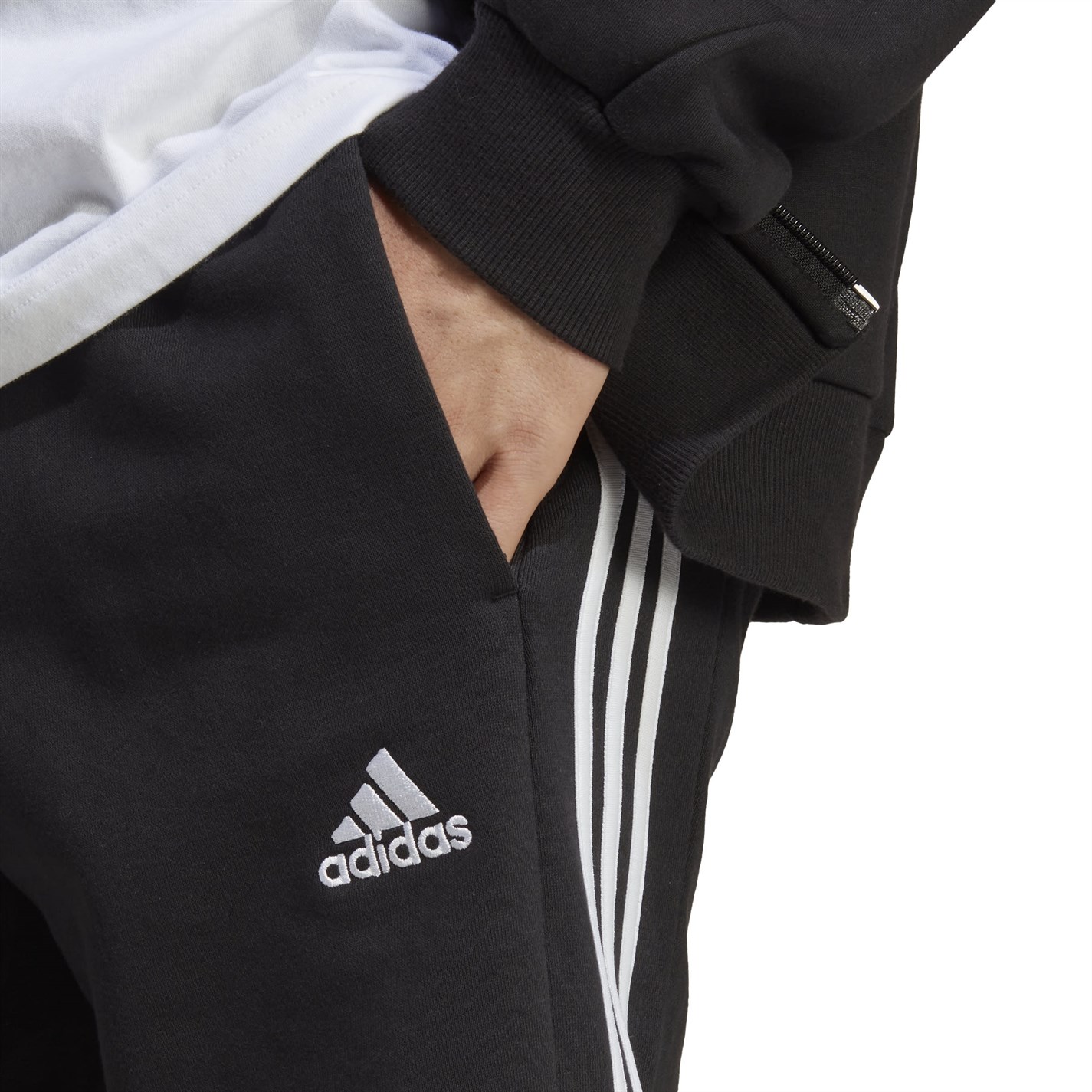 Kraťasy adidas Black 8268099 Essentials 3 Stripe Fleece Shorts Mens - 6