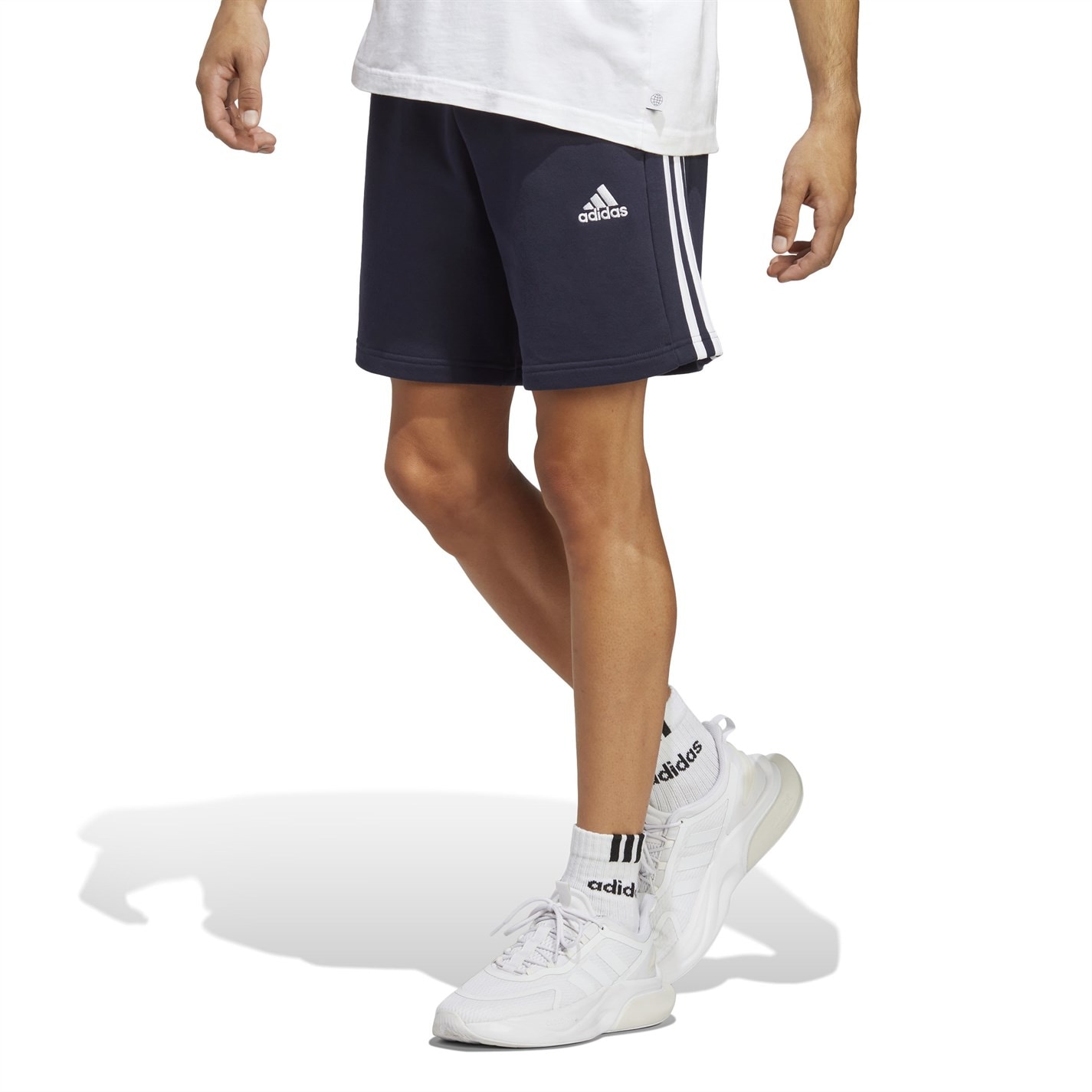 Kraťasy adidas Navy 301183 Essentials 3 Stripe Fleece Shorts Mens - 2
