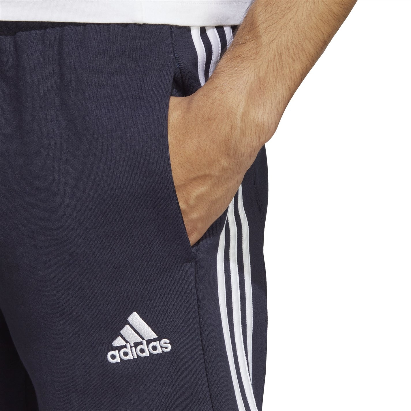 Kraťasy adidas Navy 301183 Essentials 3 Stripe Fleece Shorts Mens - 5
