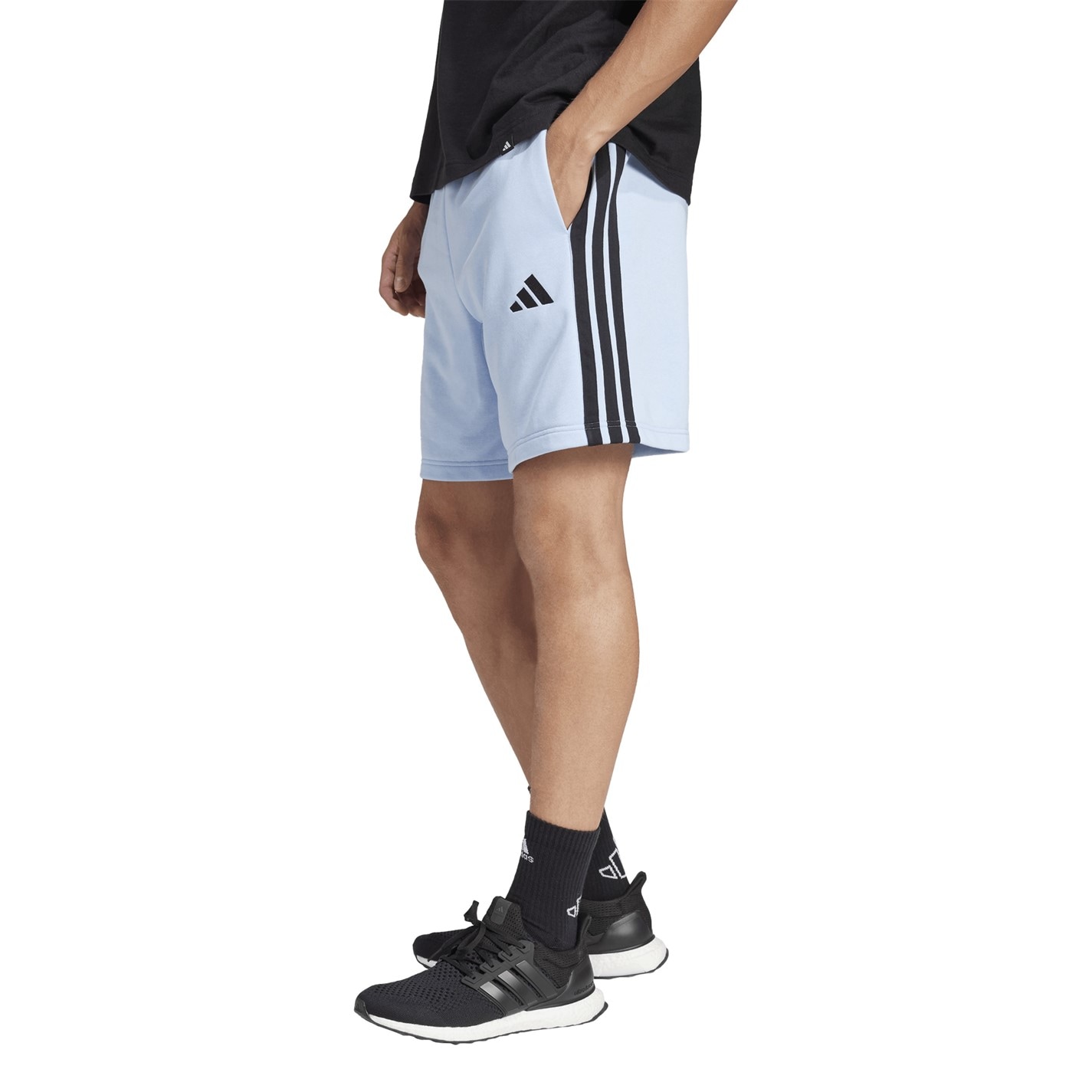 Kraťasy adidas Glow Blue 2555349 Essentials 3 Stripe Fleece Shorts Mens - 2