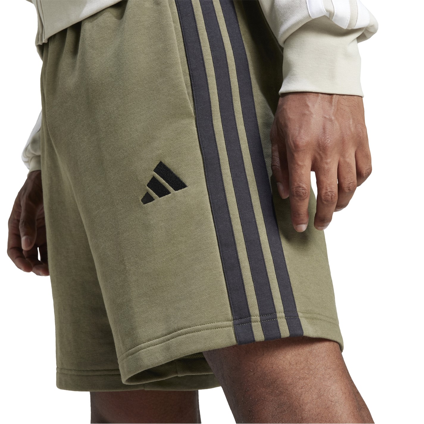 Kraťasy adidas Olive 9101846 Essentials 3 Stripe Fleece Shorts Mens - 4