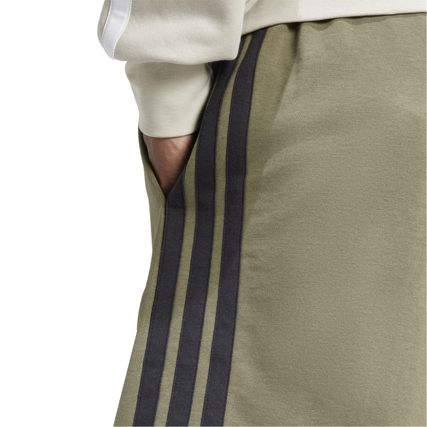 Kraťasy adidas Olive 9101846 Essentials 3 Stripe Fleece Shorts Mens - 5