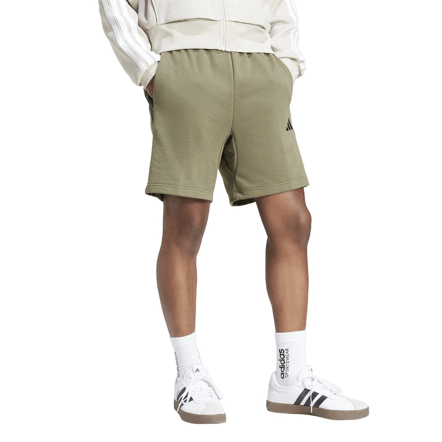 Kraťasy adidas Olive 9101846 Essentials 3 Stripe Fleece Shorts Mens - 6