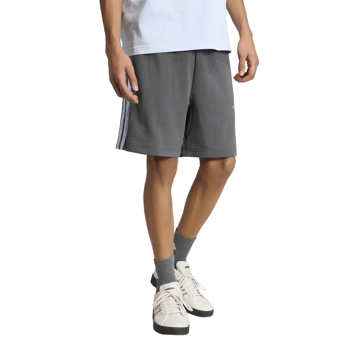 Kraťasy adidas Grey 8770798 Essentials 3 Stripe Fleece Shorts Mens - 2