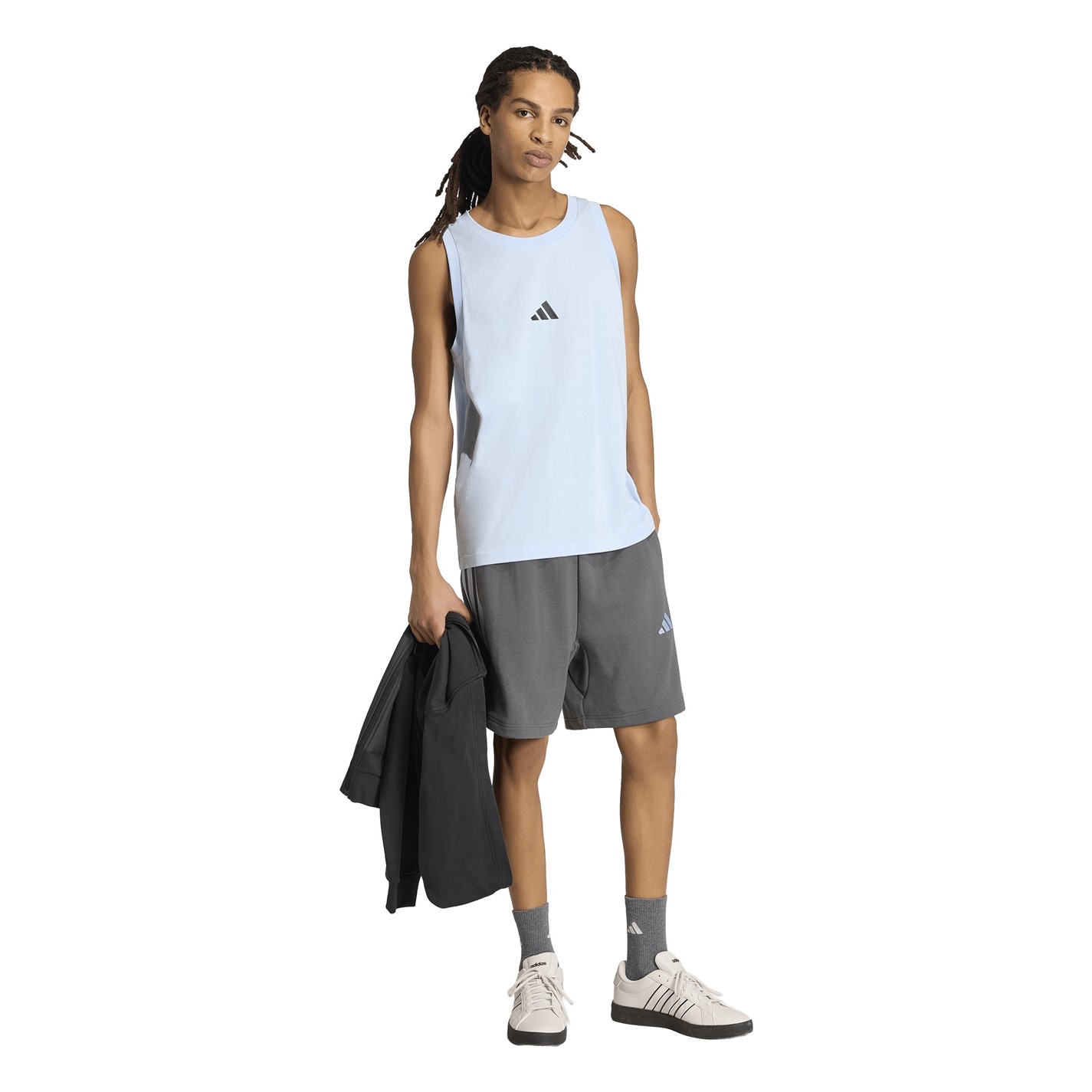Kraťasy adidas Grey 8770798 Essentials 3 Stripe Fleece Shorts Mens - 4