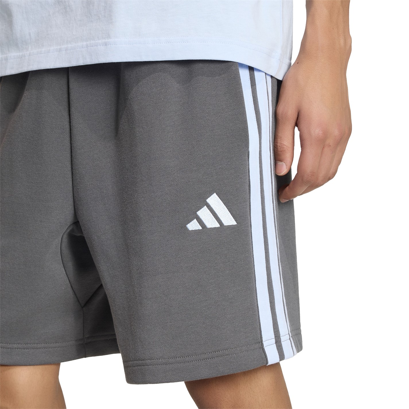 Kraťasy adidas Grey 8770798 Essentials 3 Stripe Fleece Shorts Mens - 5