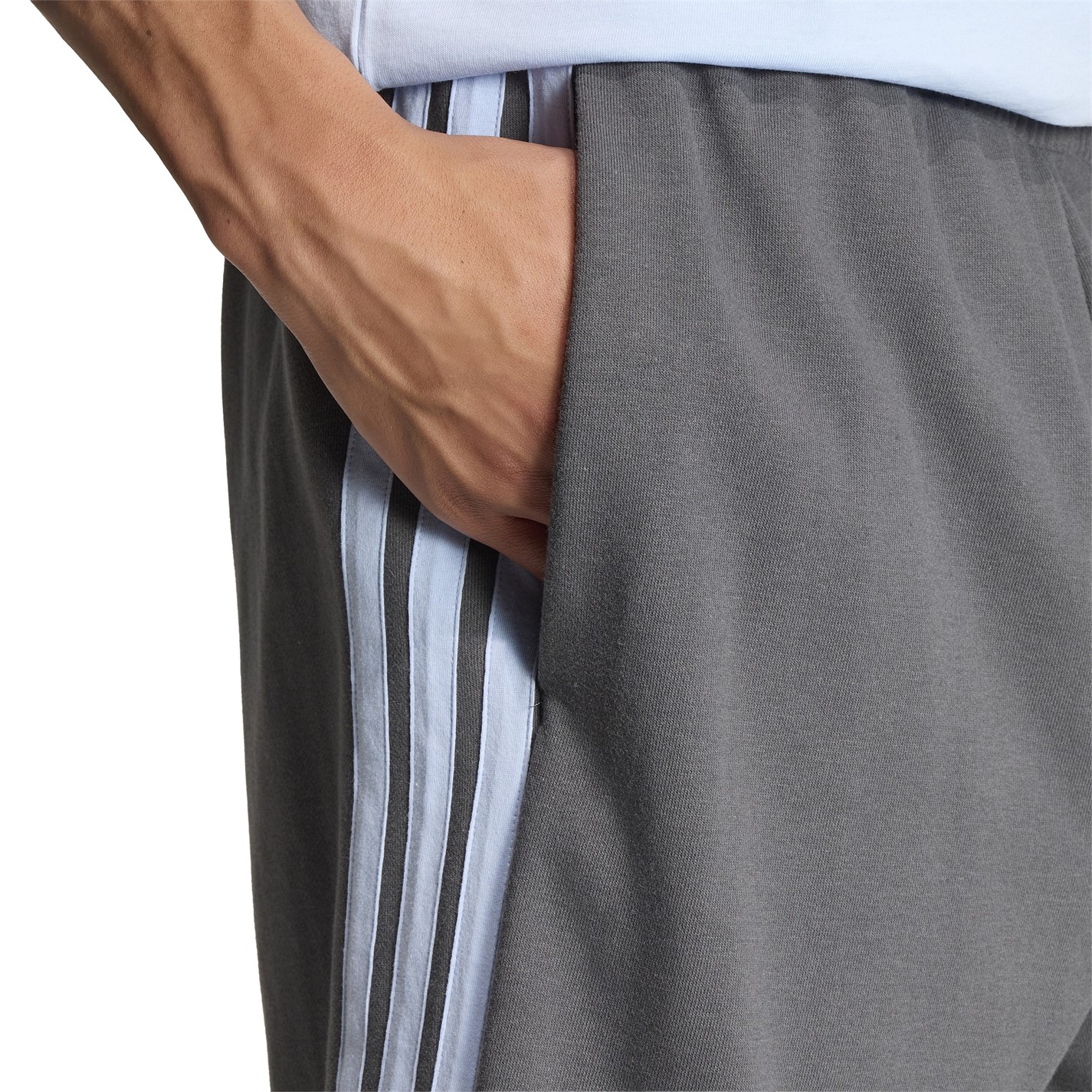 Kraťasy adidas Grey 8770798 Essentials 3 Stripe Fleece Shorts Mens - 6