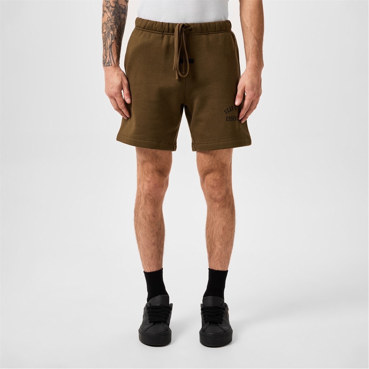 Kraťasy FEAR OF GOD ESSENTIALS Olive 4202774 Cotton Logo Shorts - 3