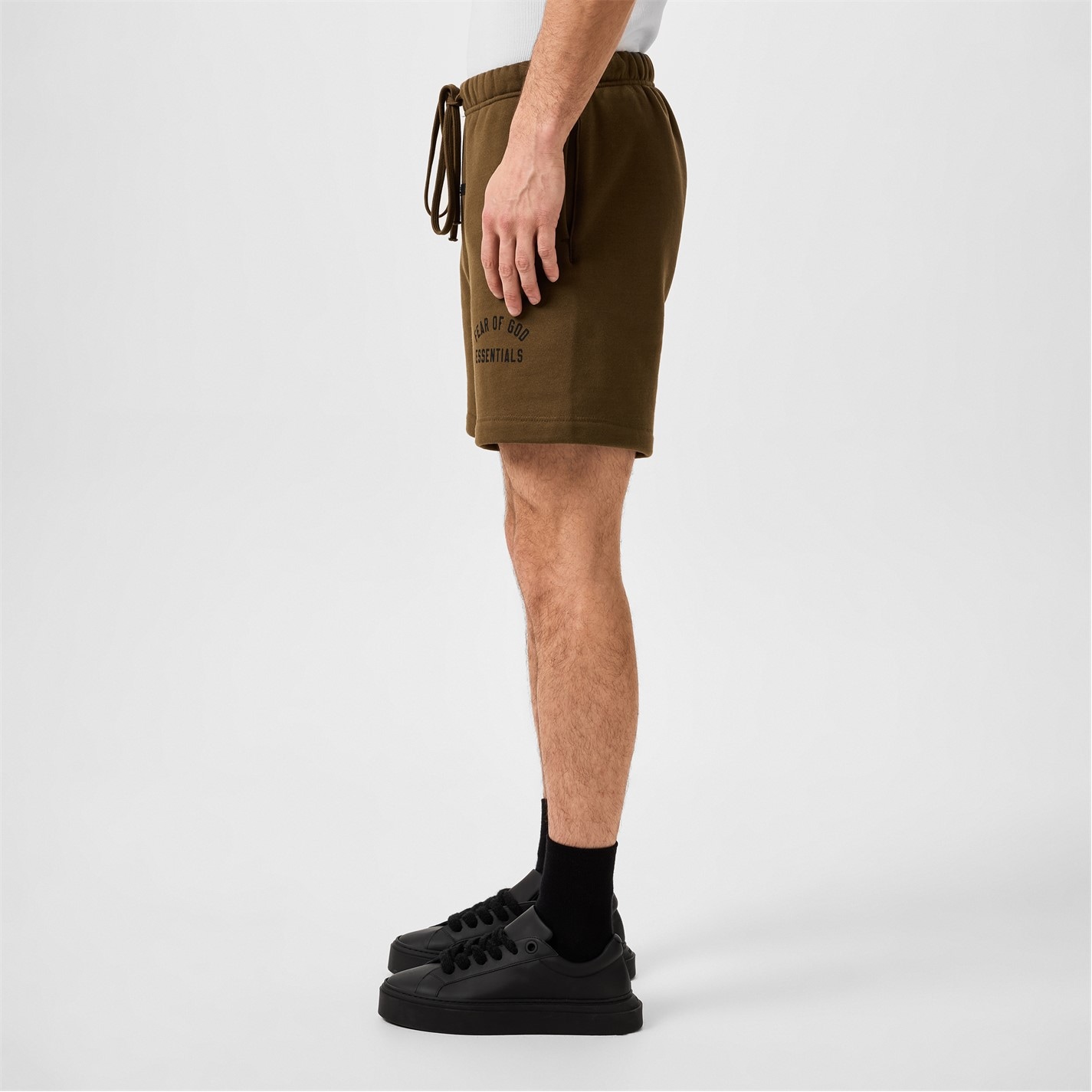 Kraťasy FEAR OF GOD ESSENTIALS Olive 4202774 Cotton Logo Shorts - 5