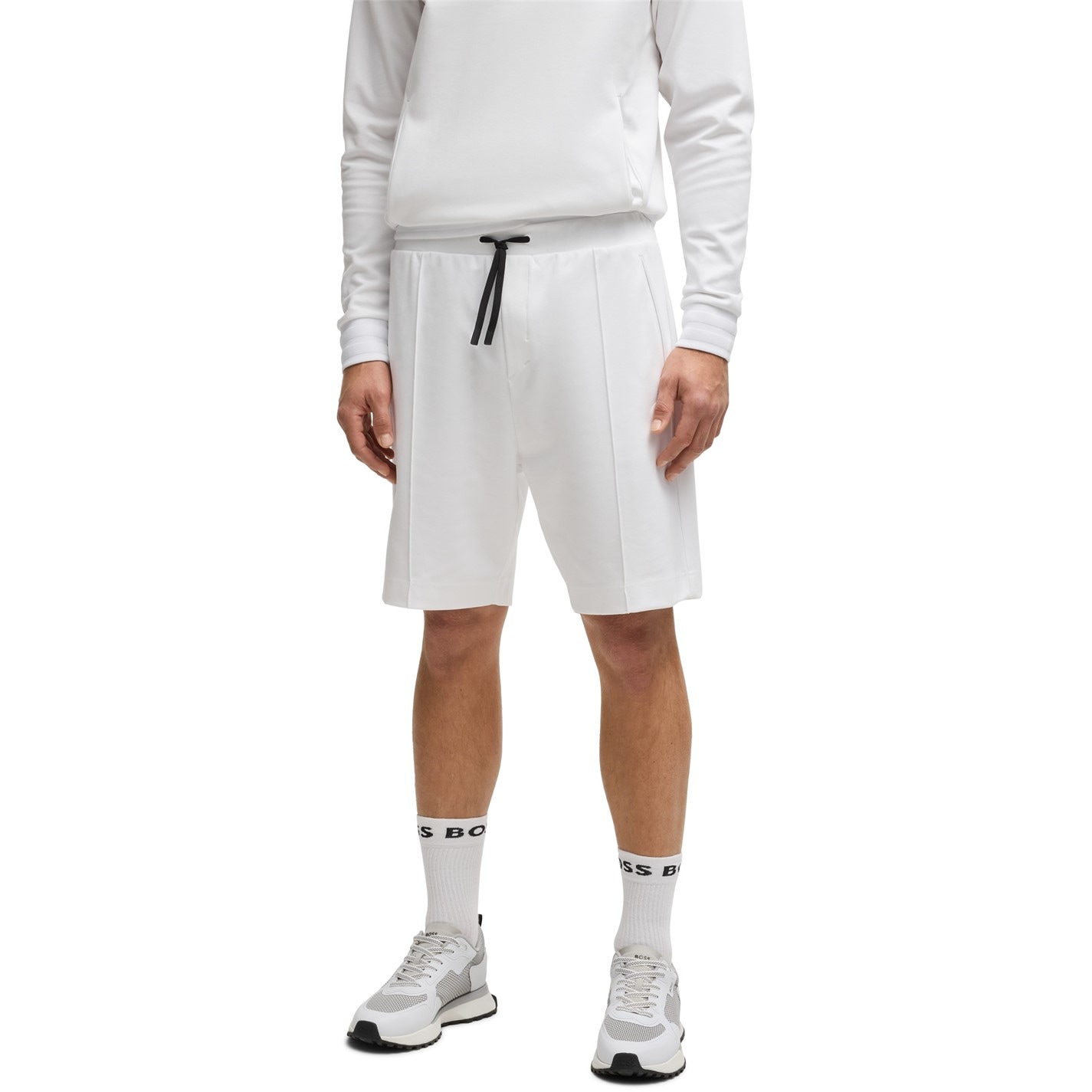 Kraťasy Boss White 100 3101795 Men's Headlo TL Relaxed Fit Fleece Jogger Shorts - 1