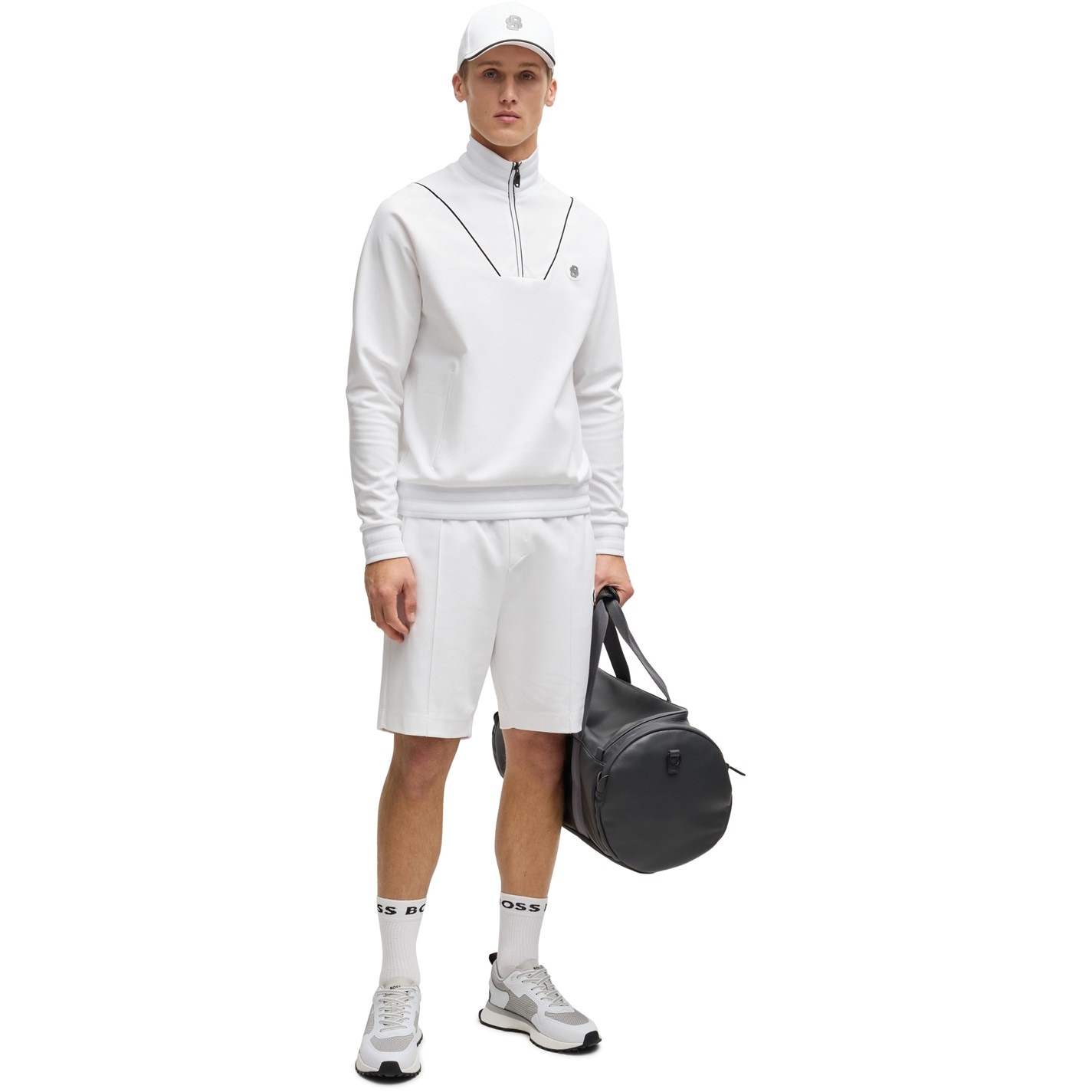 Kraťasy Boss White 100 3101795 Men's Headlo TL Relaxed Fit Fleece Jogger Shorts - 3