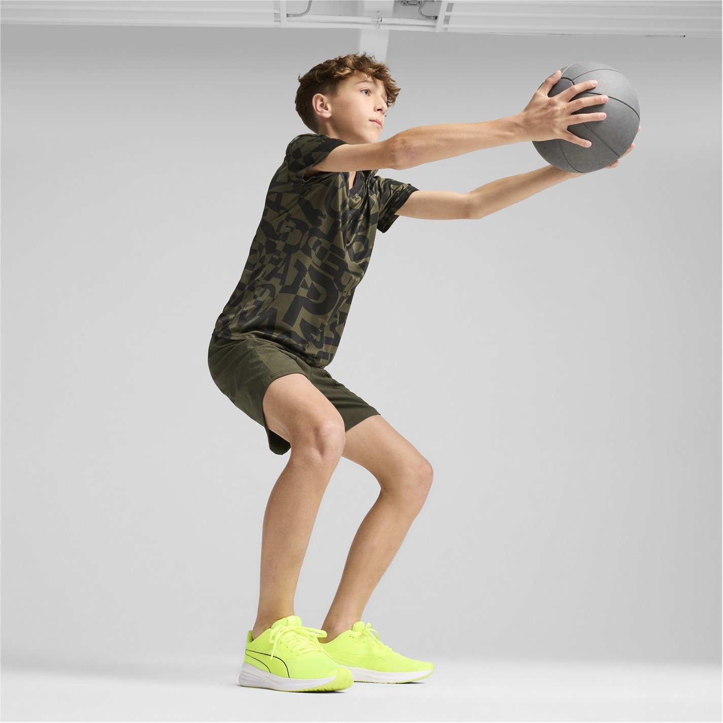 Puma Dark Olive 7386715 Unisex Kids' Fit Everyday Performance Gym Shorts - 4