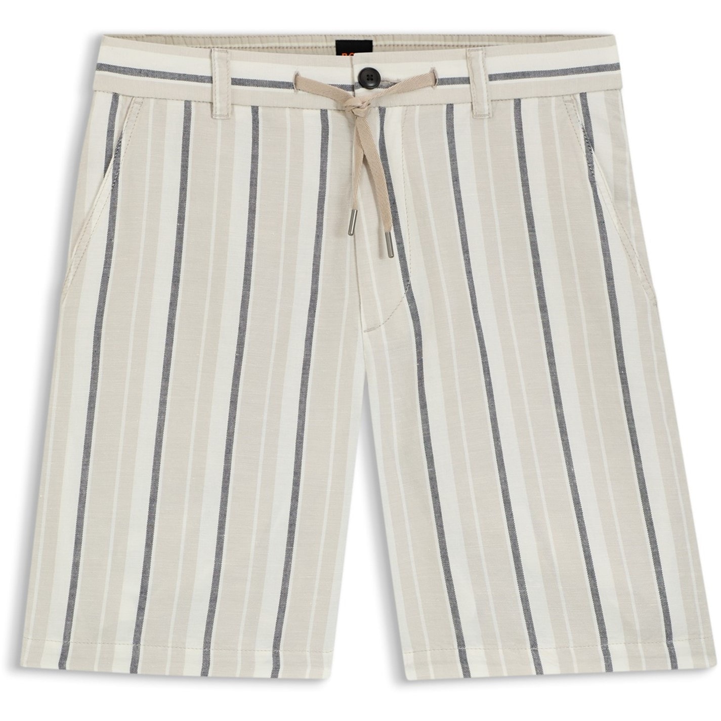 Kraťasy Boss Light Grey 070 4032790 ORANGE Striped Short in a linen-cotton blend (Ricoplus) - 1