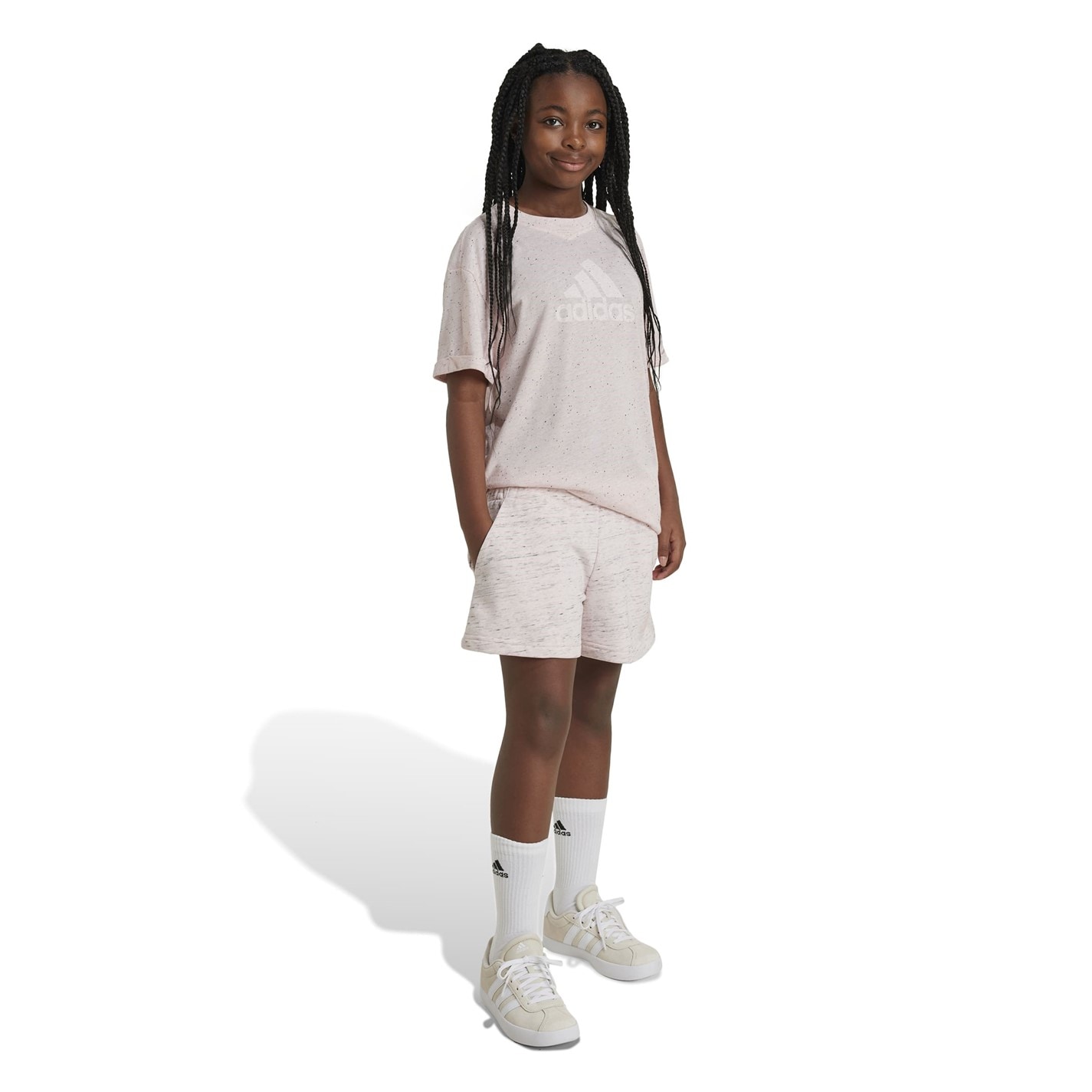 adidas Sandy Pink Mel 7872591 Future Icons Big Logo Shorts Juniors - 2