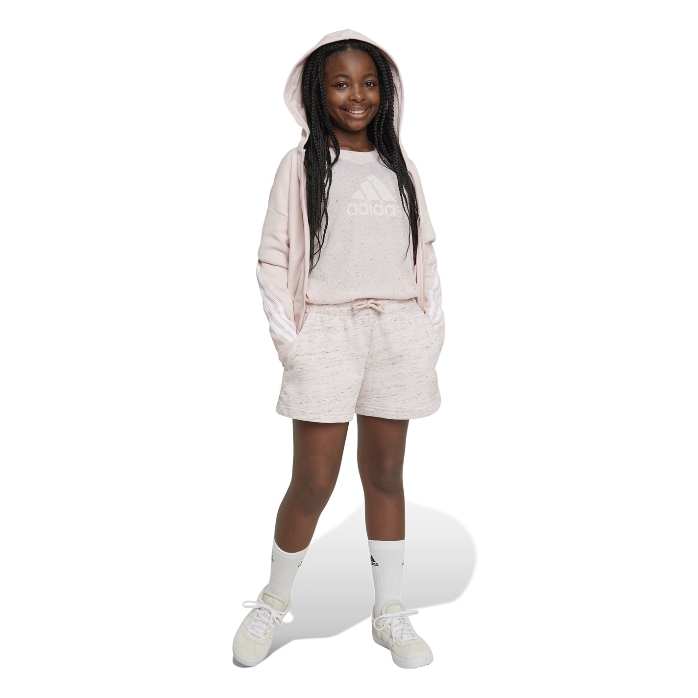 adidas Sandy Pink Mel 7872591 Future Icons Big Logo Shorts Juniors - 4